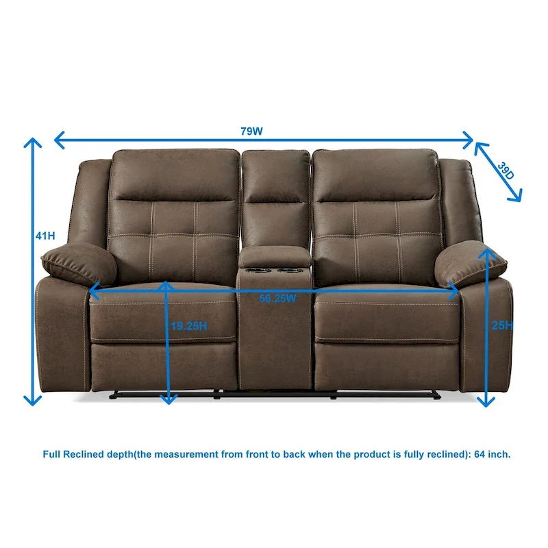 Roundhill Furniture Lesley 2-Piece Living Room Reclining Set, Brown