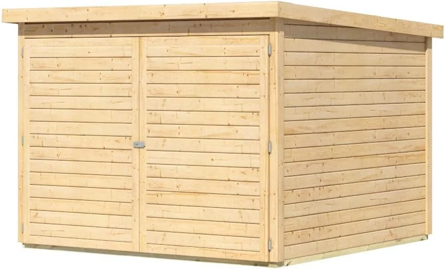 Karibu kerékpártároló északi lucfenyőből 4 kerékpár részére – időjárásálló, 4,6 m² alapterületű, natúr vagy terrakotta szürke színben, opcionálisan napelemmel (natúr)