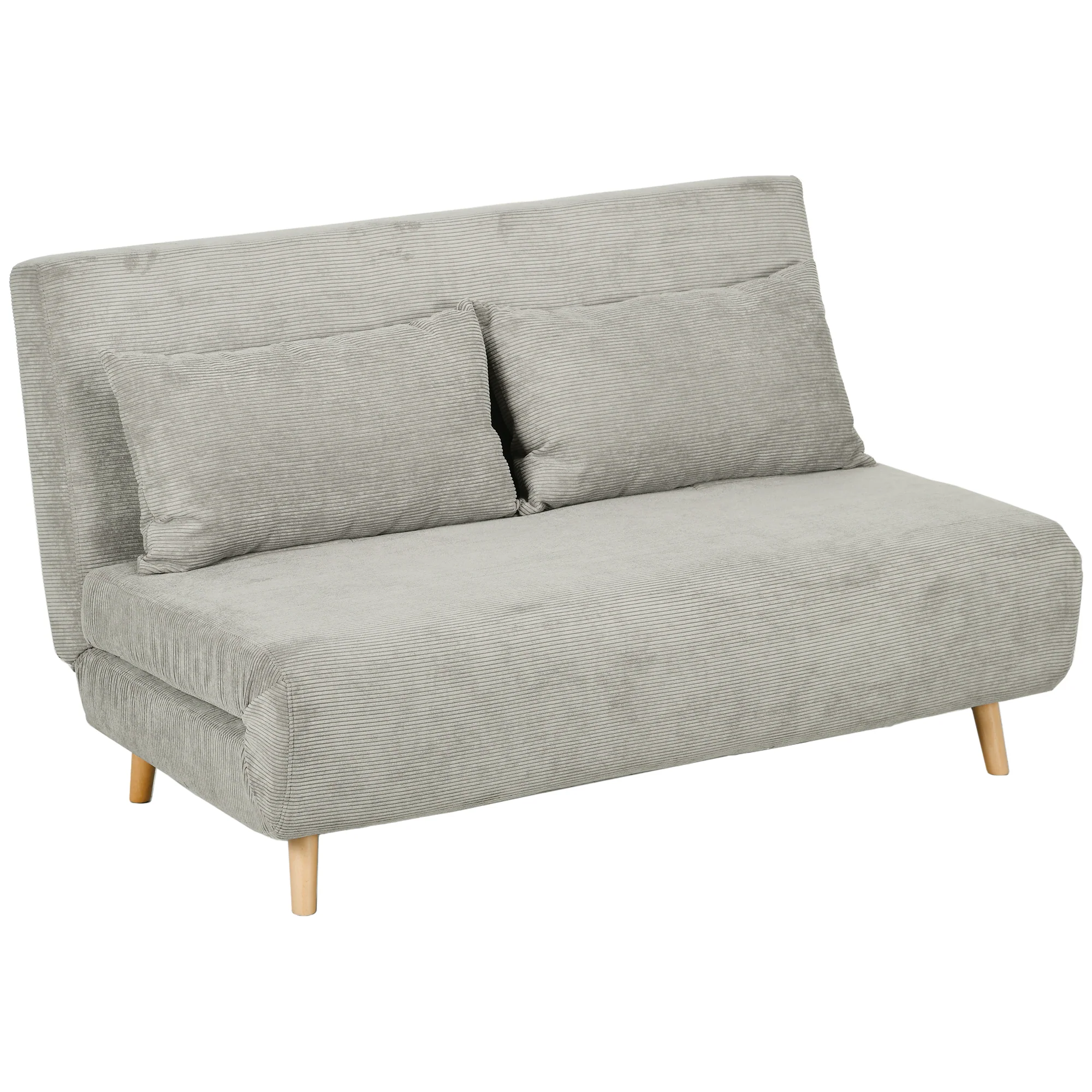 HOMCOM Slaapbank, Logeerbed, 3-standen Verstelbare Rugleuning, Linnenlook, tot 120 kg, 141 x 90 x 81 cm, Grijs
