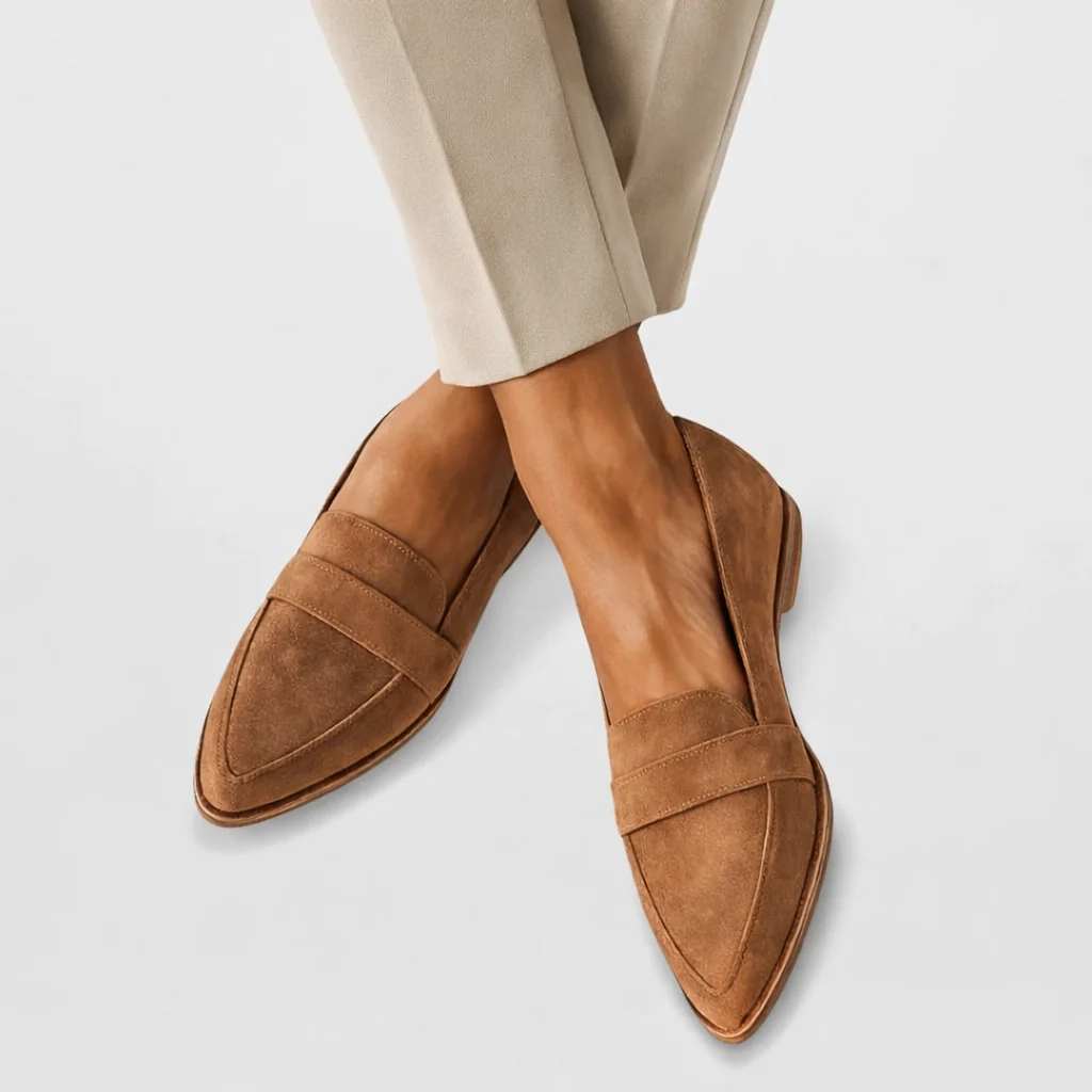 Women��s Soft Suede Loafers Elegant Pointed Design