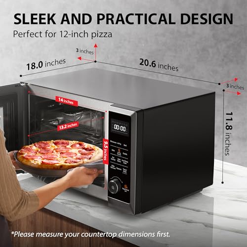 TOSHIBA Air Fryer Combo 8 in 1 Countertop Microwave Oven, with Convection, Broil, Odor Removal Mode, 12.4