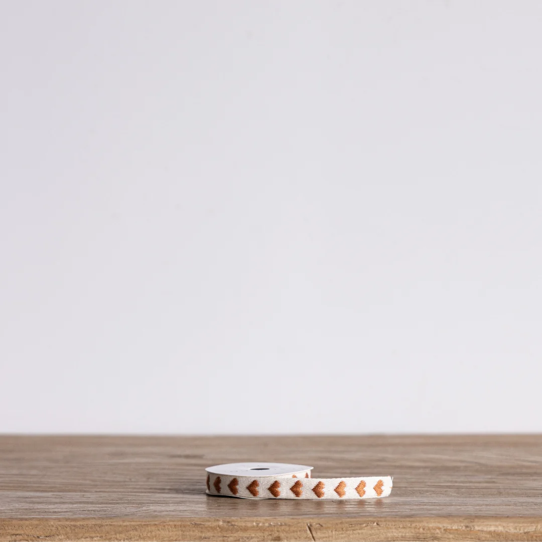 Brown Hearts Woven Ribbon