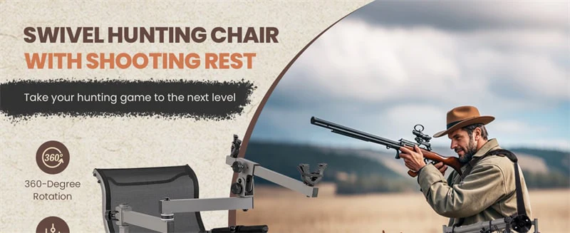 Eletriclife 360�� Silent Swivel Blind Chair with Gun Rest Adjustable Folding Sniper Seat for Shooting