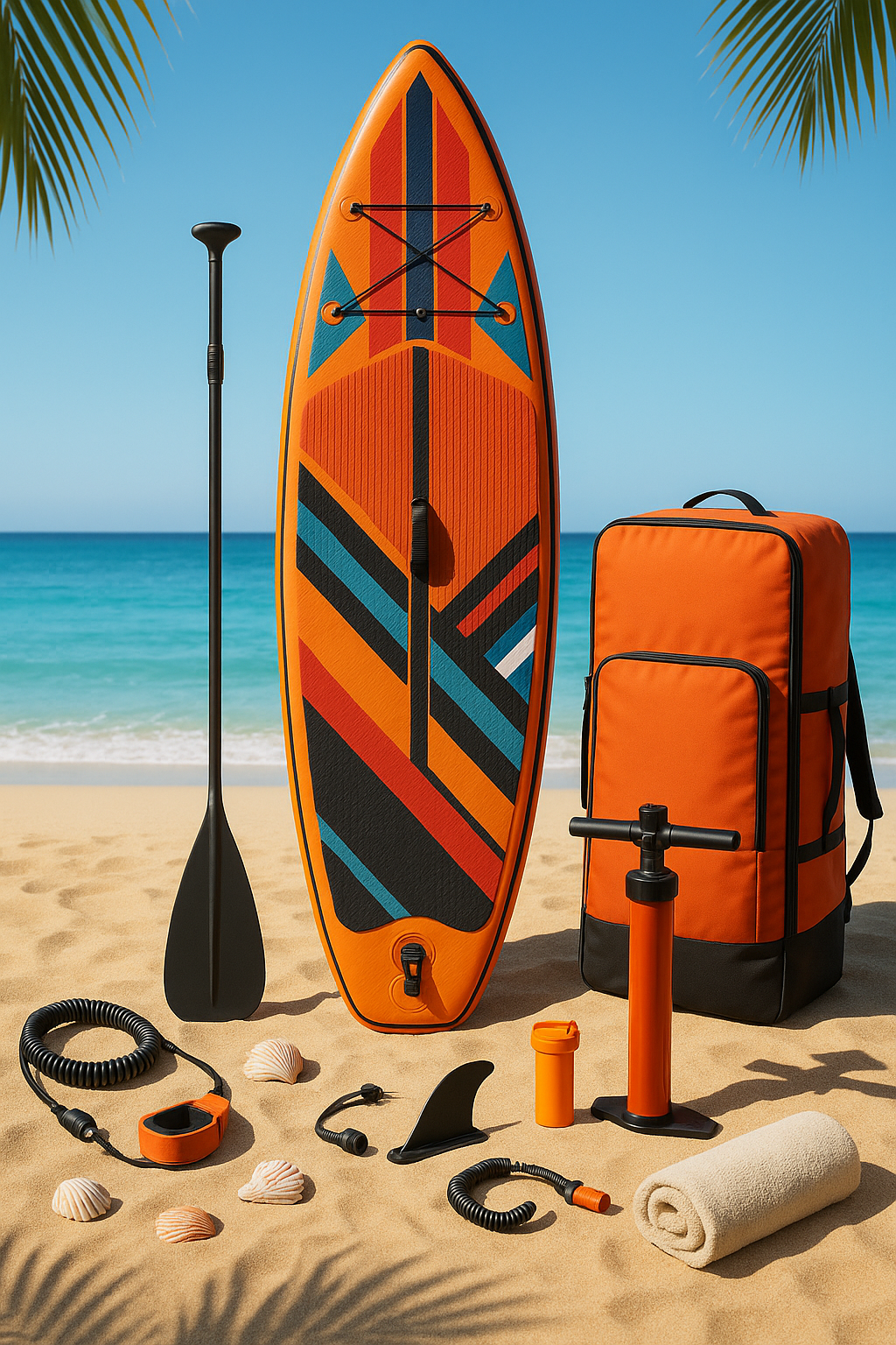 Oppusteligt paddleboard Orange Sort Bl PVC Polypropylen Velegnet til strand 305x76x15cm grCMwBA533oB
