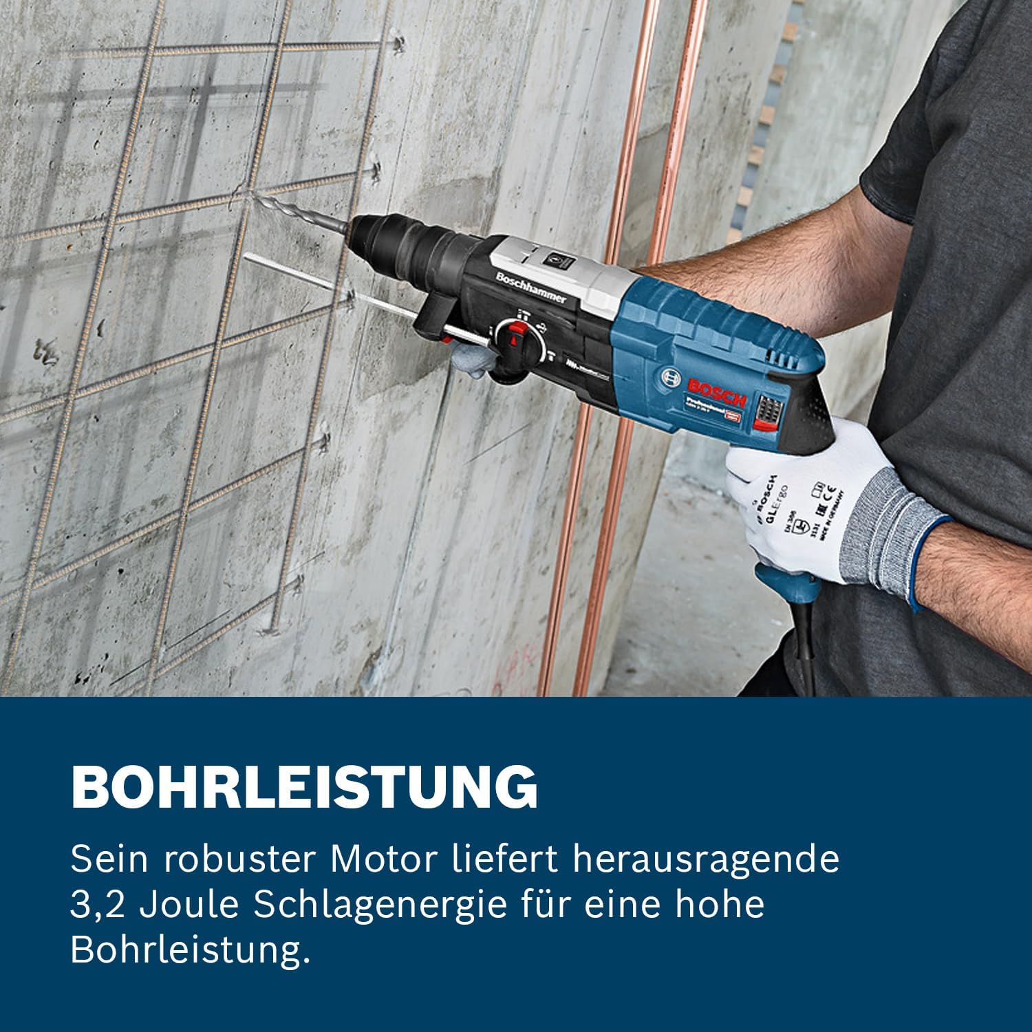Bosch Professional Bohrhammer GBH 2-28 F (Leistung 880 Watt, Bohr-Ø Beton max: 28 mm, inkl. 6tlg. Bohr-Meißel-Set, SDS-plus,) - Amazon Exclusive, Battery Powered