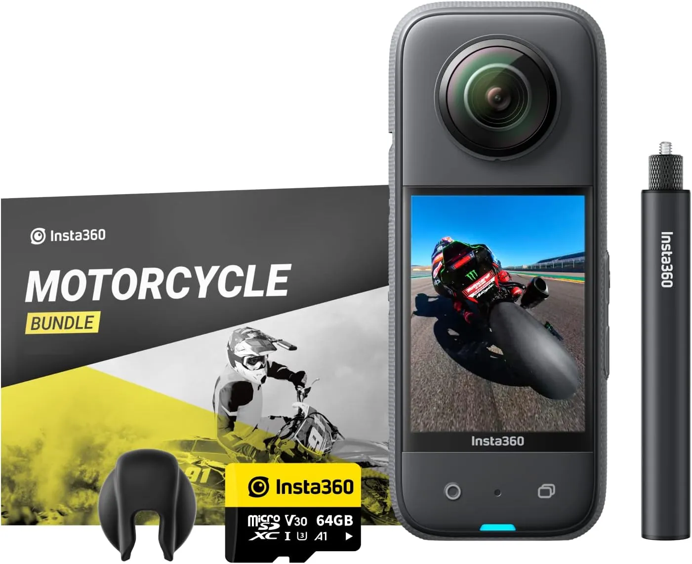 Insta360 X3 Motorcycle Kit- Waterproof 360 Action Camera with 1/2" 48MP Sensors