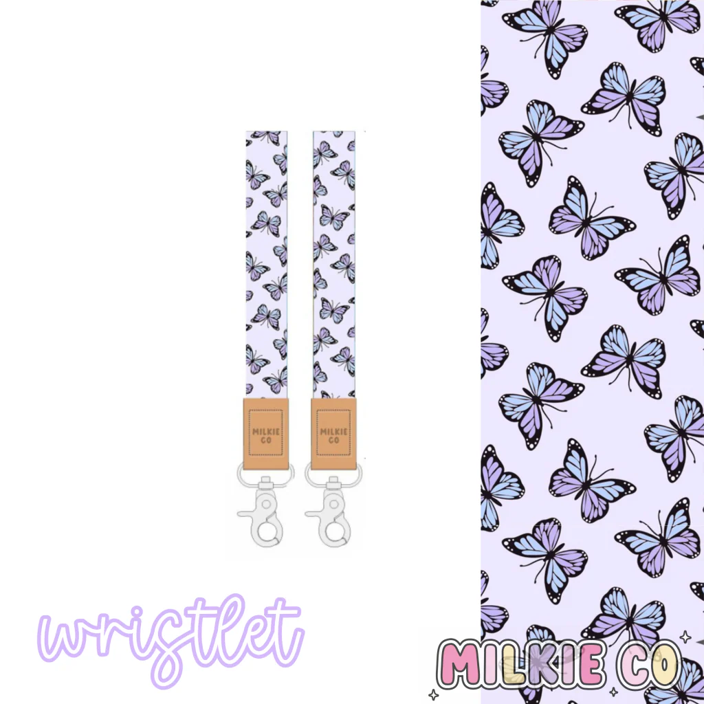 Purple Butterfly Fabric Wristlet