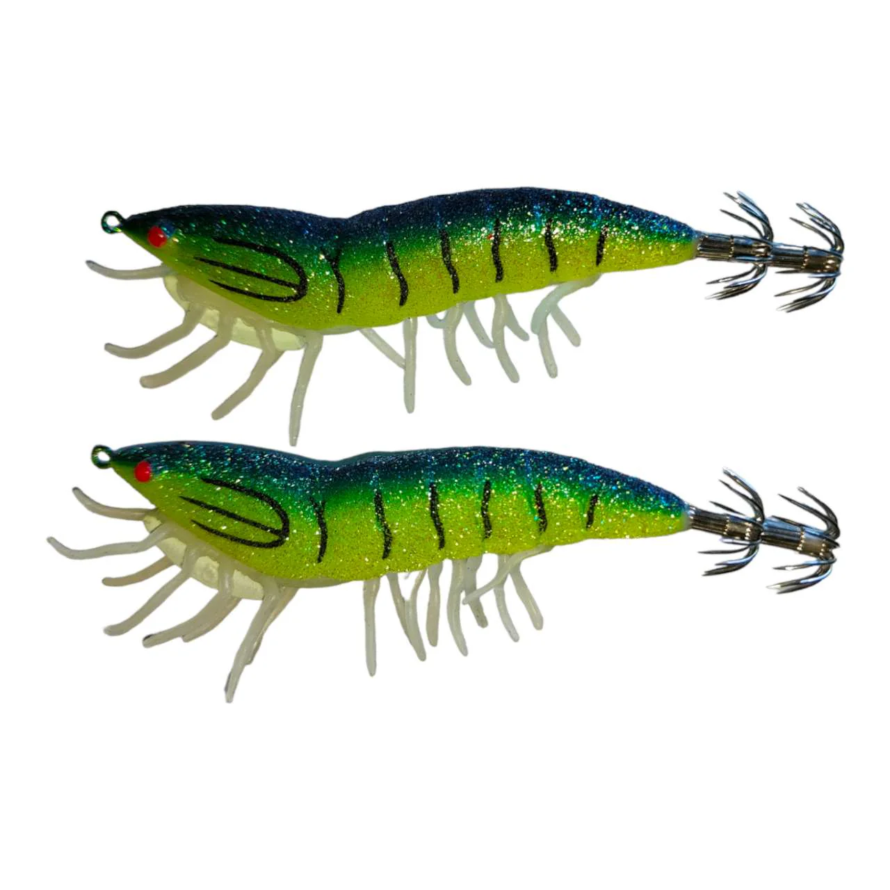 2 x Shrimp Fishing Lures Luminous Leg Squid Jigs 3.5 blue