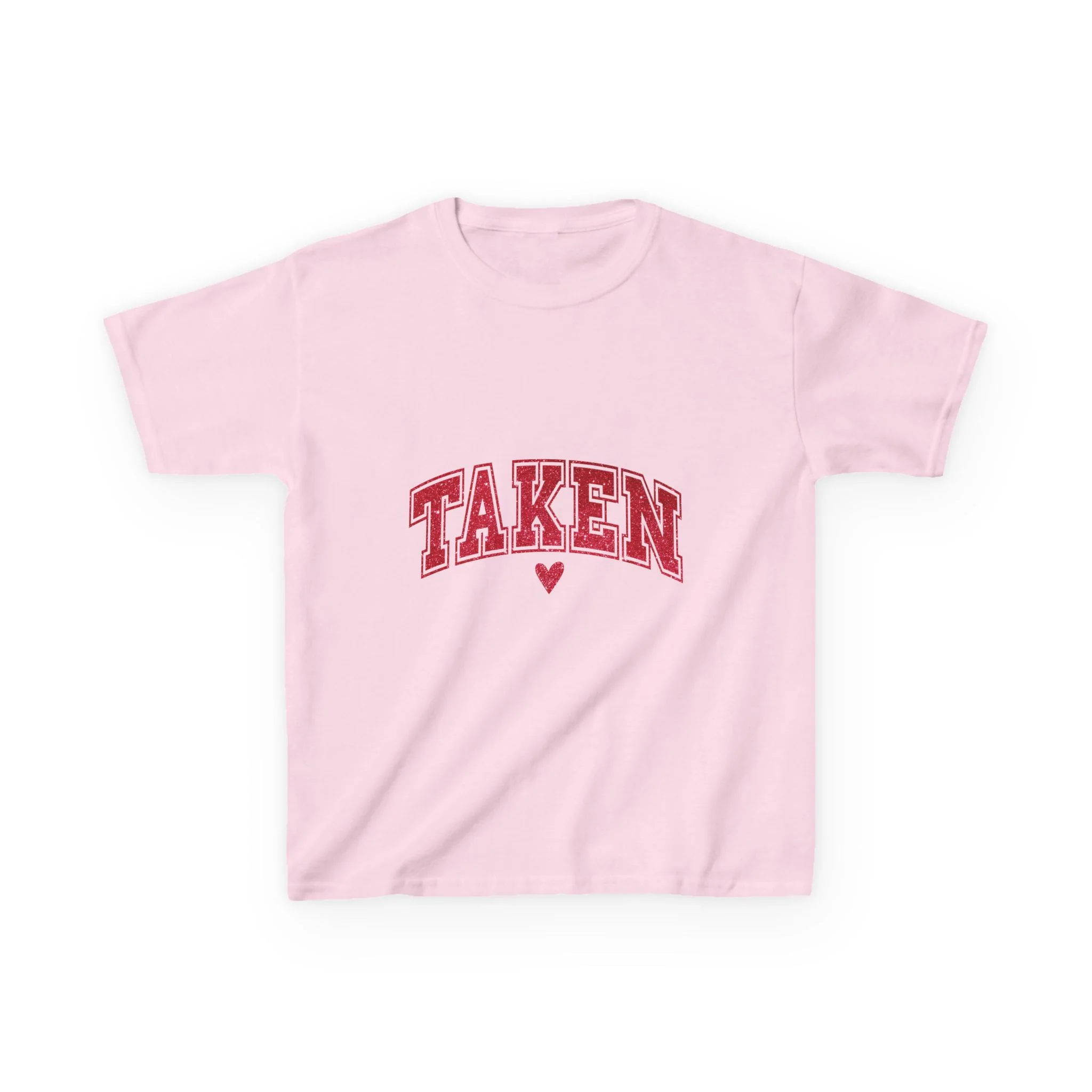 Taken Kids Tee | Red College Lettering, Small Heart