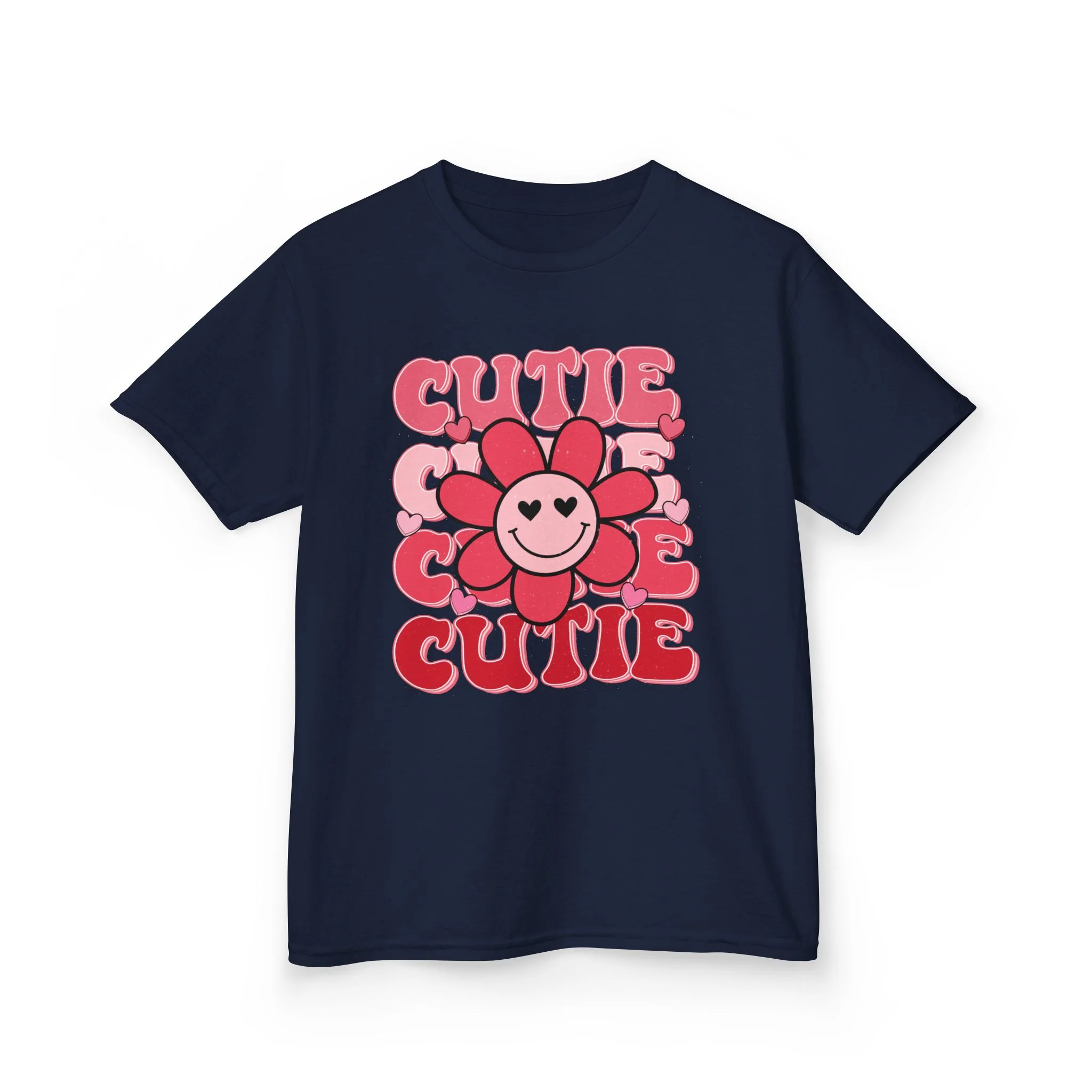Smiling Flower 'Cutie' Kids T-Shirt | Retro Pink Heart Daisy