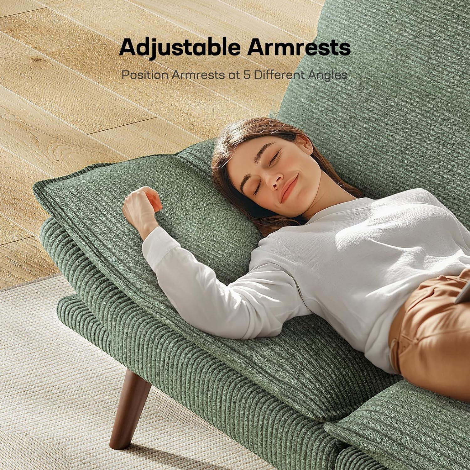 Futon Sofa Bed Futon Sofa with Adjustable Back and Armrests Converts to Small Sleeper Sofa Bed