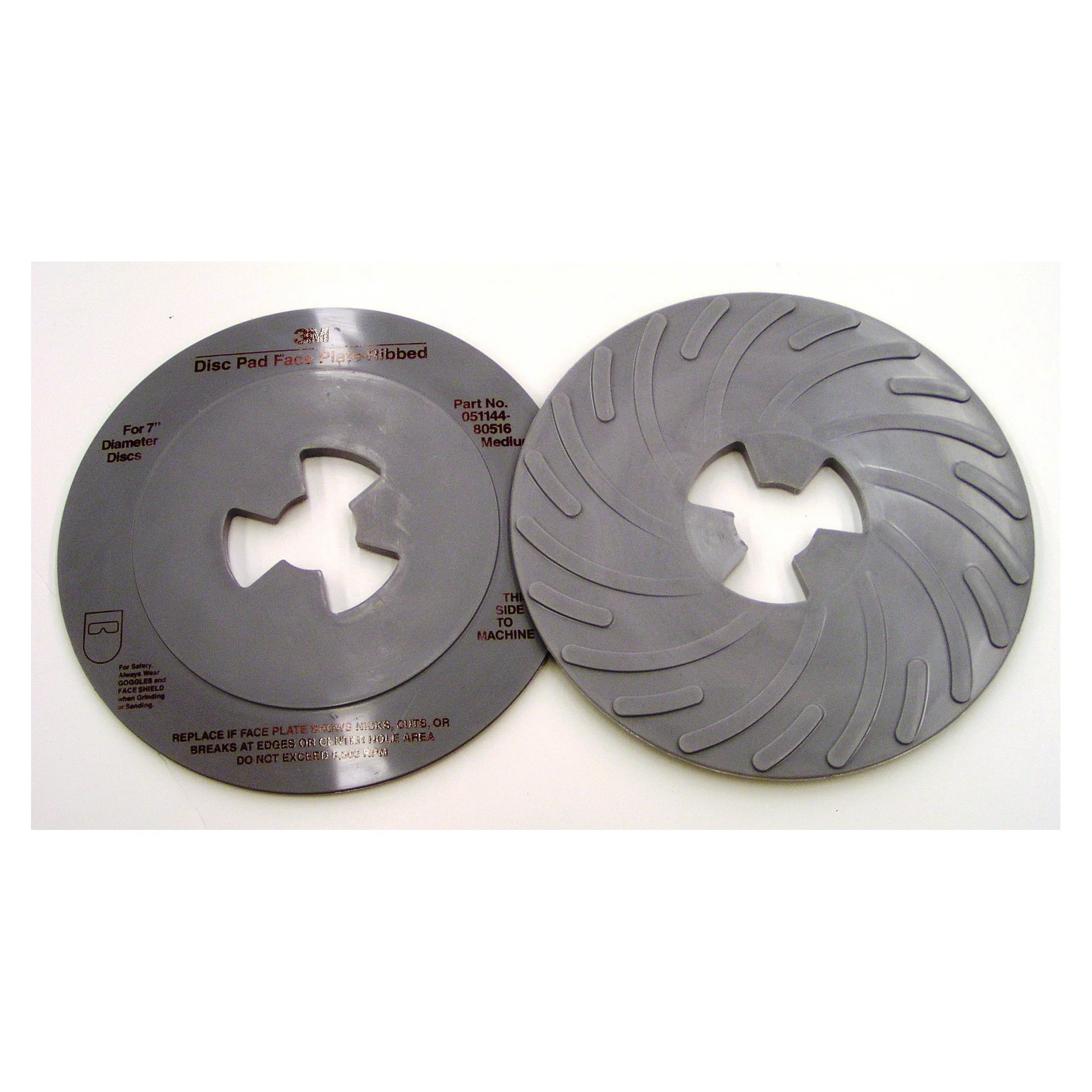 3M AB80516  ~  Disc Pad Face Plate Ribbed 80516 7 in Medium Grey