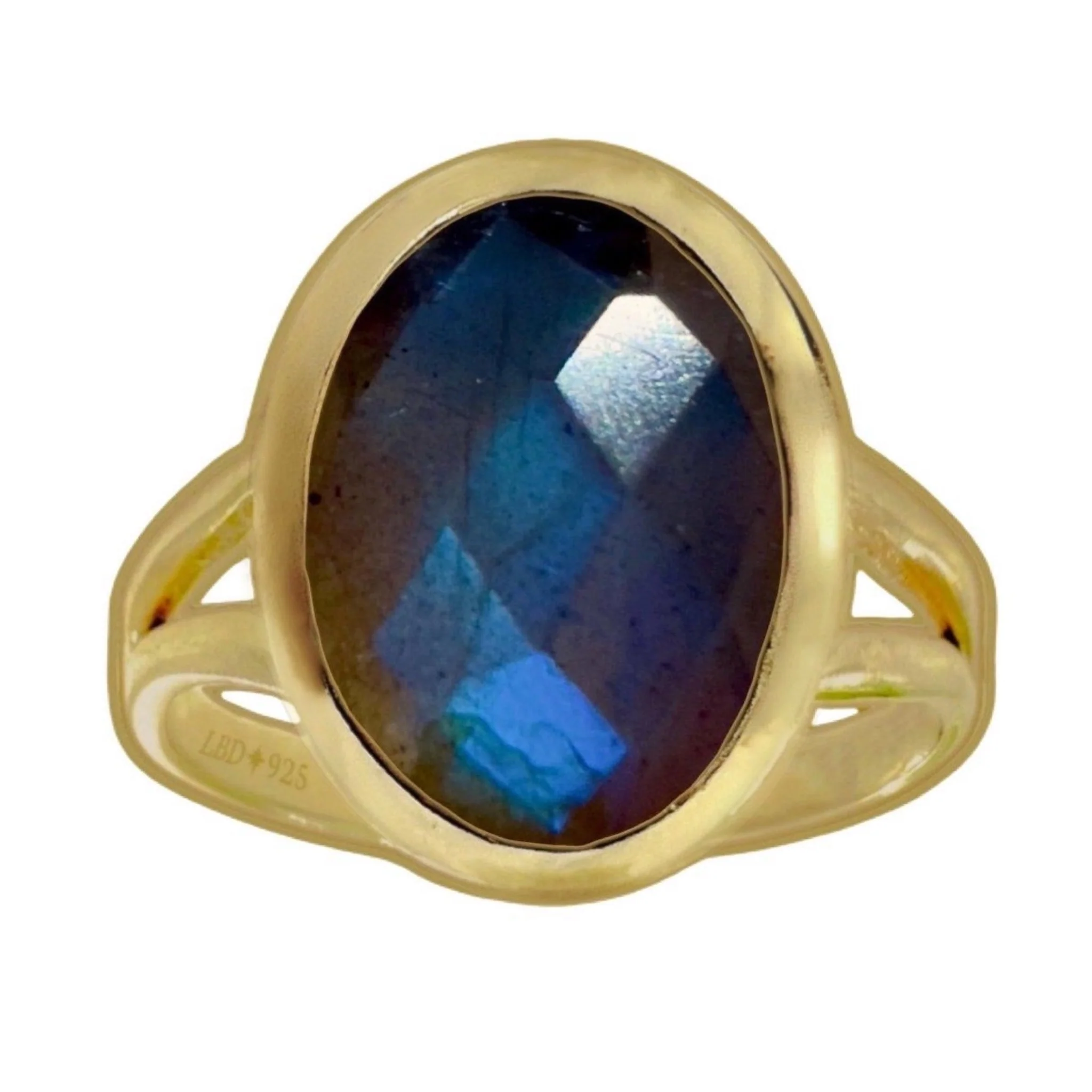 Laihas Iridescent Gold Oval Labradorite Ring