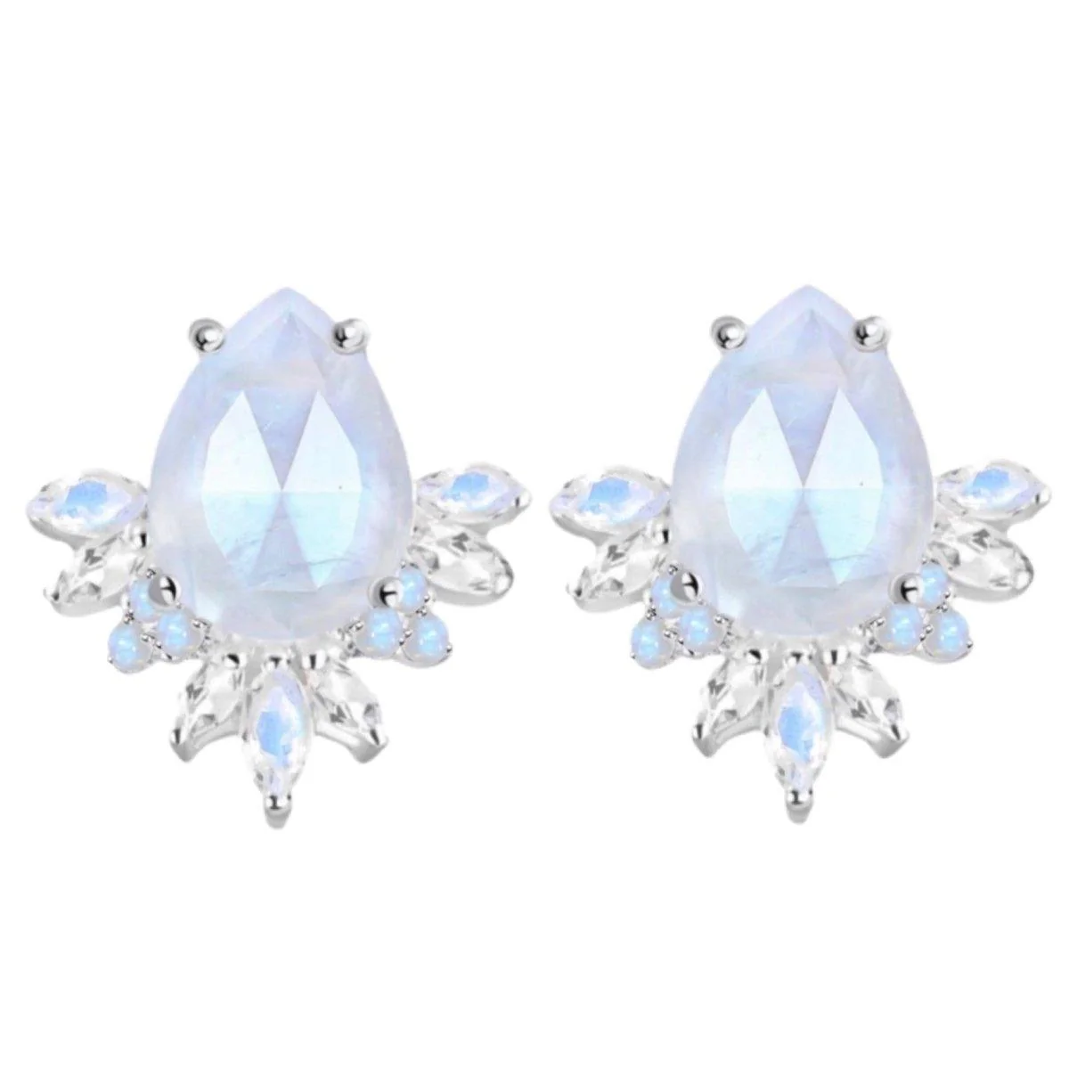 Laihas Tearing Empress Crystal Topaz and Moonstone Stud Earrings
