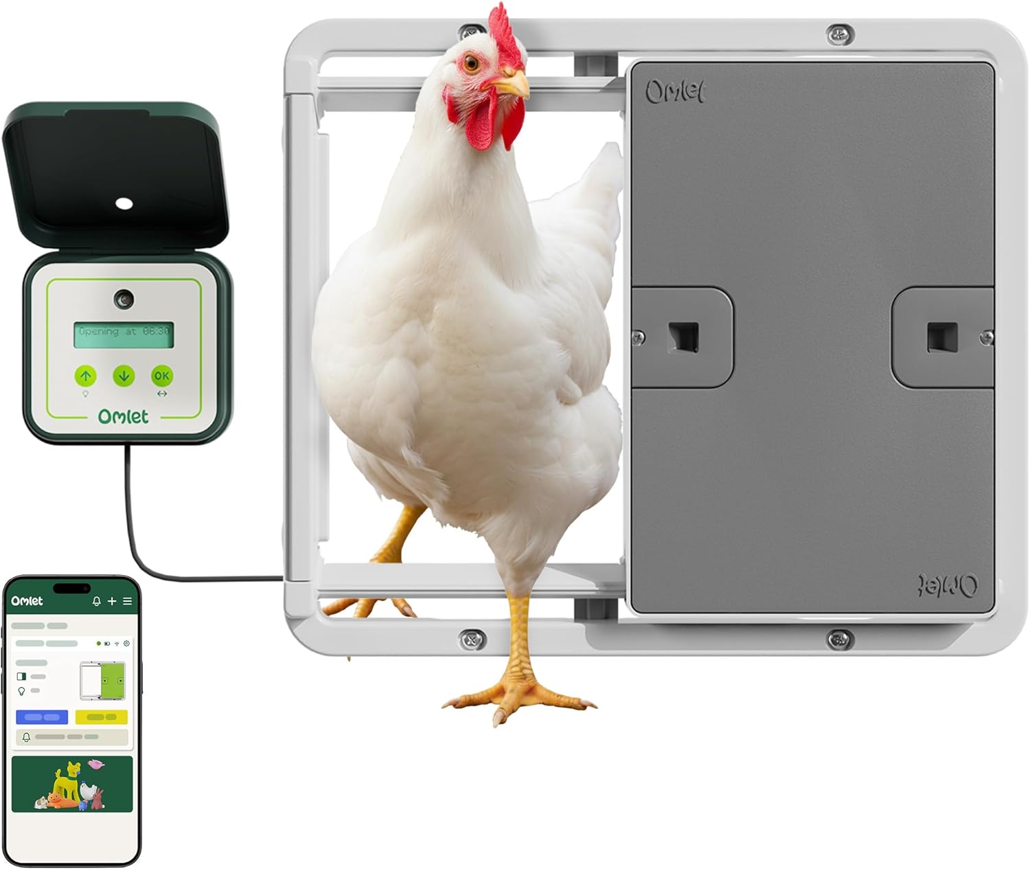 Omlet Smart Automatic Chicken Coop Door Opener | Wi-Fi Enabled | Programmable with App | Operated by Light Sensor or Timer | Easy to Install | Mains or Battery Powered | Built-in Safety Sensors Grey