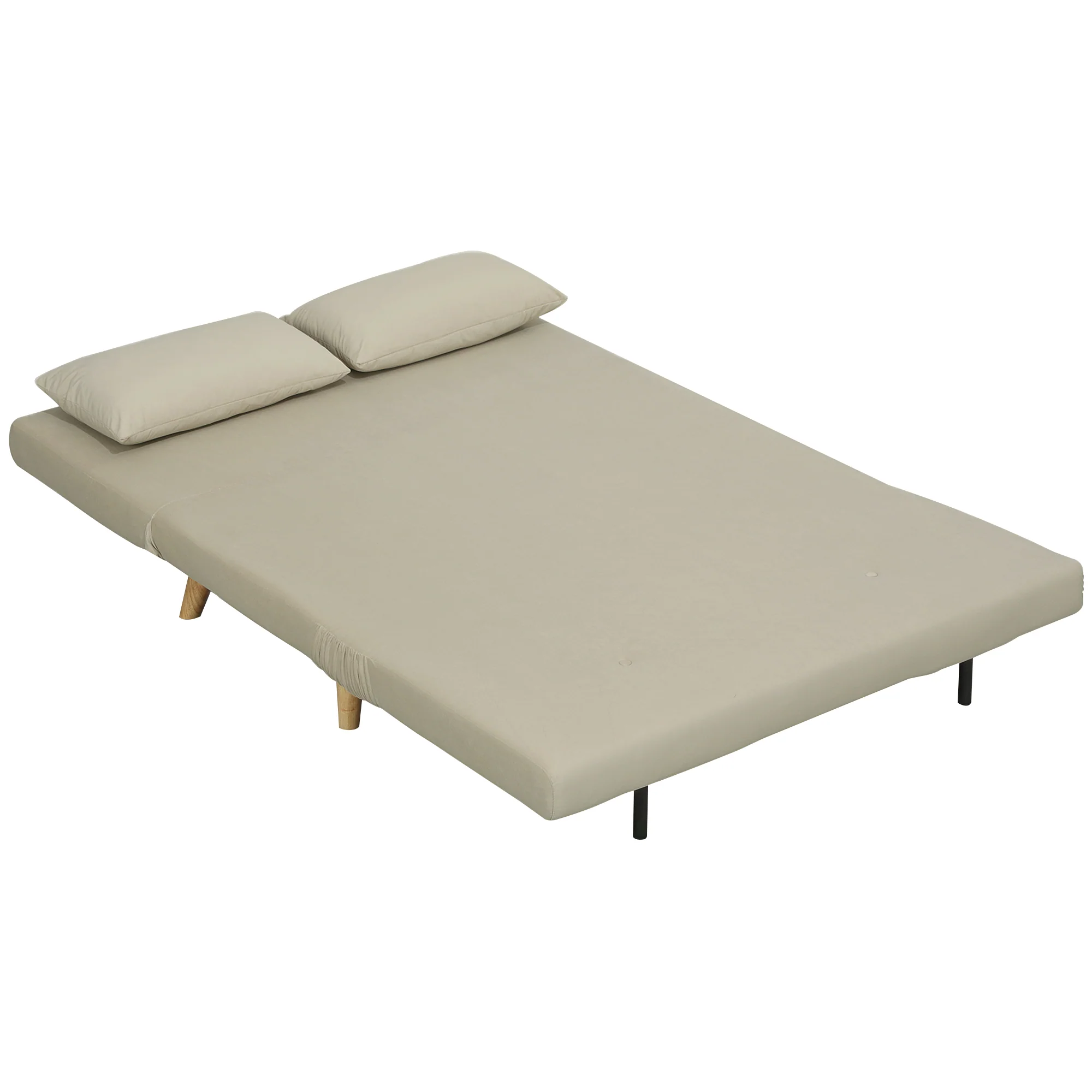 HOMCOM Slaapbank Relaxbank Sofa Couch, Incl. 2 Kussens, Fluweeloptiek, 130 x 78 x 79 cm, Beige