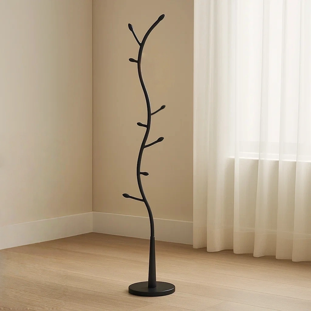 Fritstende knagerkke, sort, metal, egnet til sovevrelse, diameter 31 x hjde 180 cm