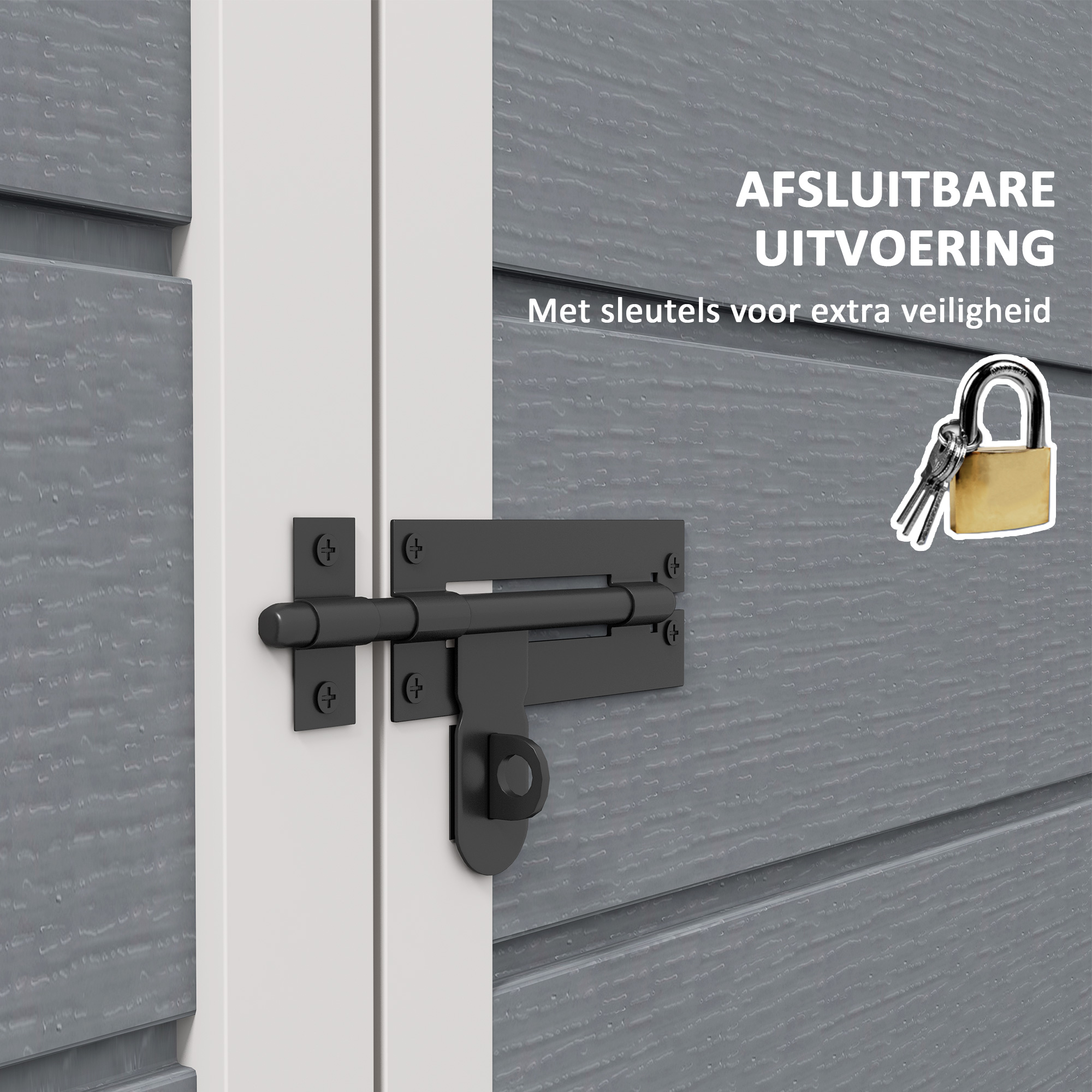 Outsunny Metalen Tuinschuur, afsluitbaar, Dubbele Deur, Raam, Aluminiumframe, 1,80 x 1,30 x 2,10 m, Grijs