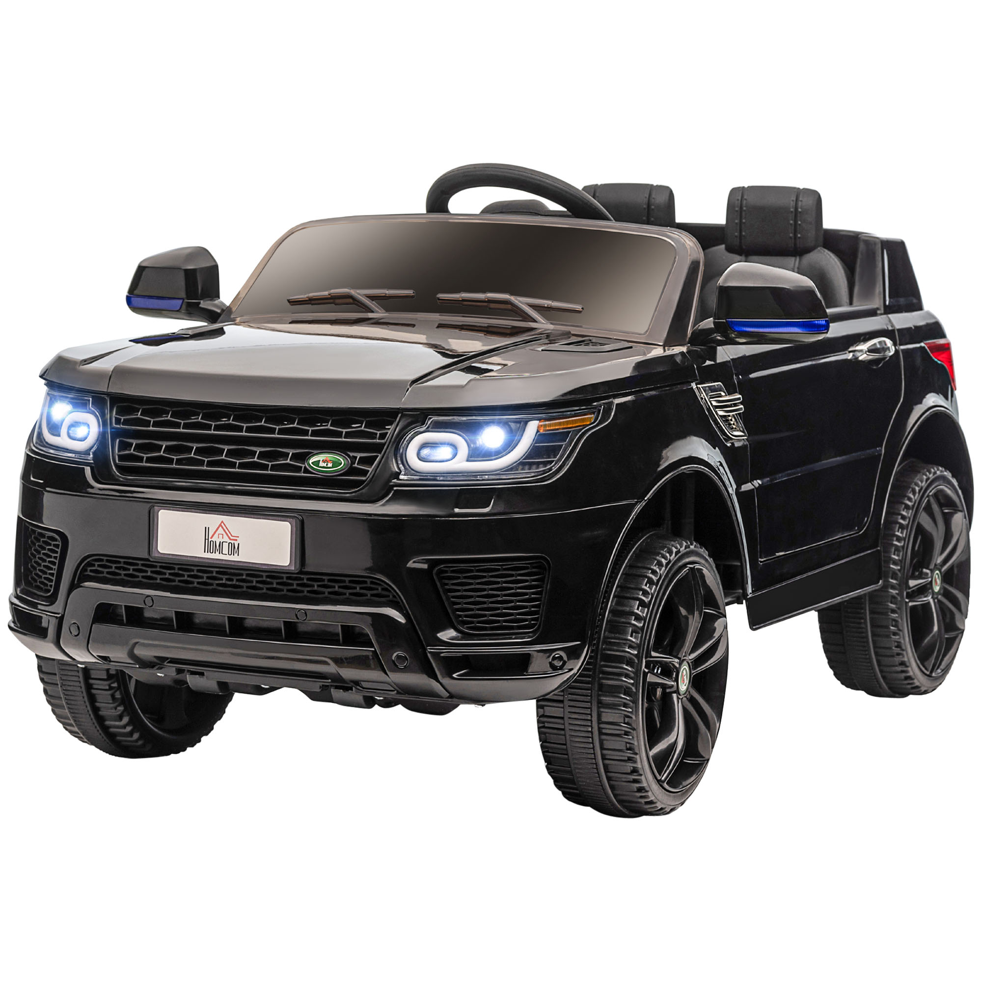 HOMCOM Kinder-Elektroauto SUV, bis 5 kmh/h, mit Sicherheitsgurt, Fernbedienung, Scheinwerfern, Musikfunktion, schwarz