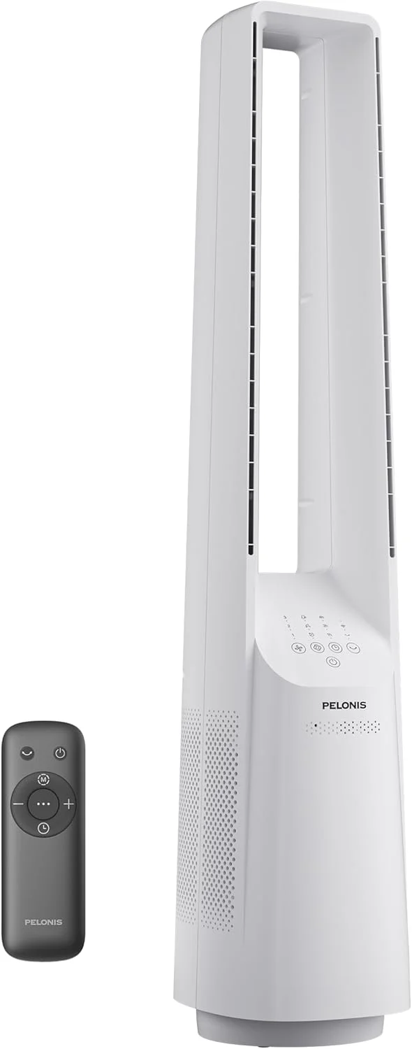 PELONIS 40" Smart Bladeless Fan for Bedrrom - Tower Fan, Alexa/Google/WiFi, DC Motor, 6 Speeds, 4 Modes, Remote, 7H Timer, 90掳 Oscillation, Safe for Home and Office