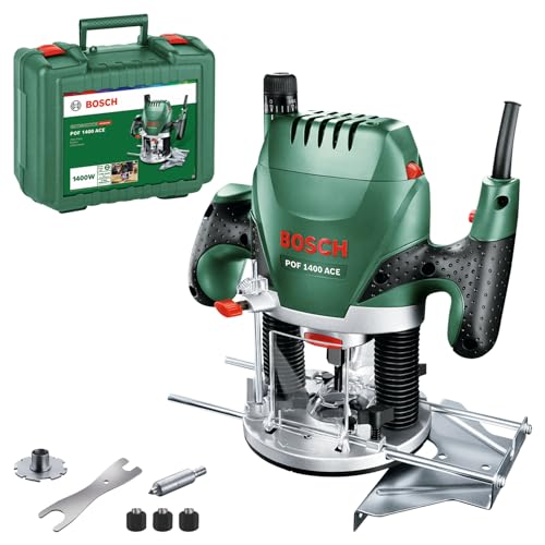 Bosch Fresatrice verticale POF 1400 ACE, 3 pinze di serraggio, fresa, guida parallela, adattatore di aspirazione, valigetta, potenza 1400 Watt : Amazon.it: Fai da te
