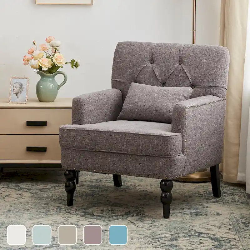 Upholstered Accent Chair with Lumbar Pillow - Single Seat