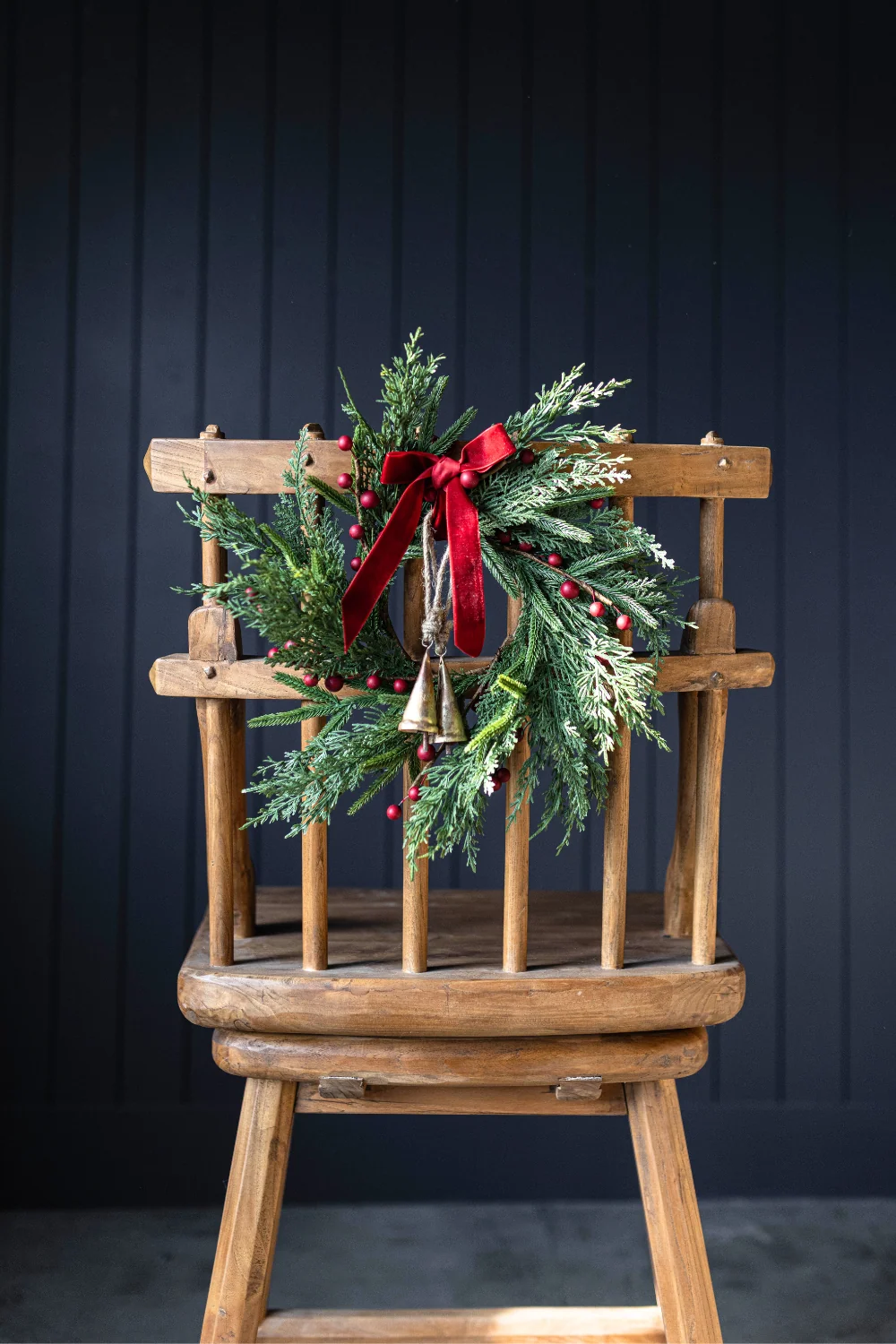 Red Plum Berry Norfolk Cypress Real Touch Wreath - 14