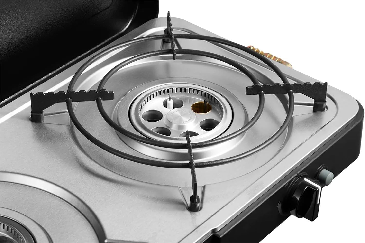 CADAC - 2 Cook 3 Turbo Deluxe und Universelle Grillkuppel - Gas Tischgrill mit 2 Brennern und Aluminium Grilldeckel - Outdoor Campinggrill Set mit Piezo-Zündung und Flammenausfallsicherung - 50mBar