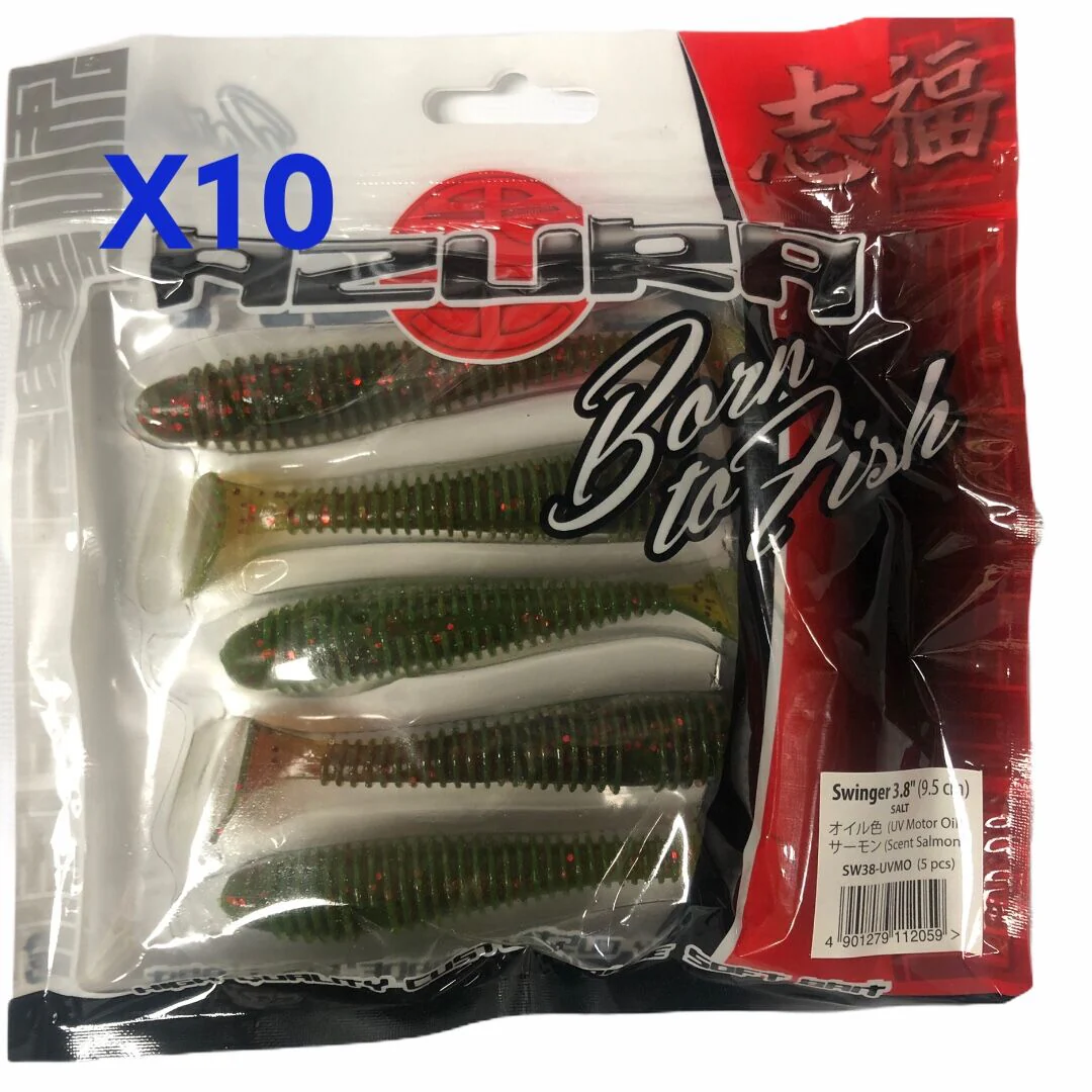 10 Packs Of Soft Plastic Paddle Tail Grub 3.8