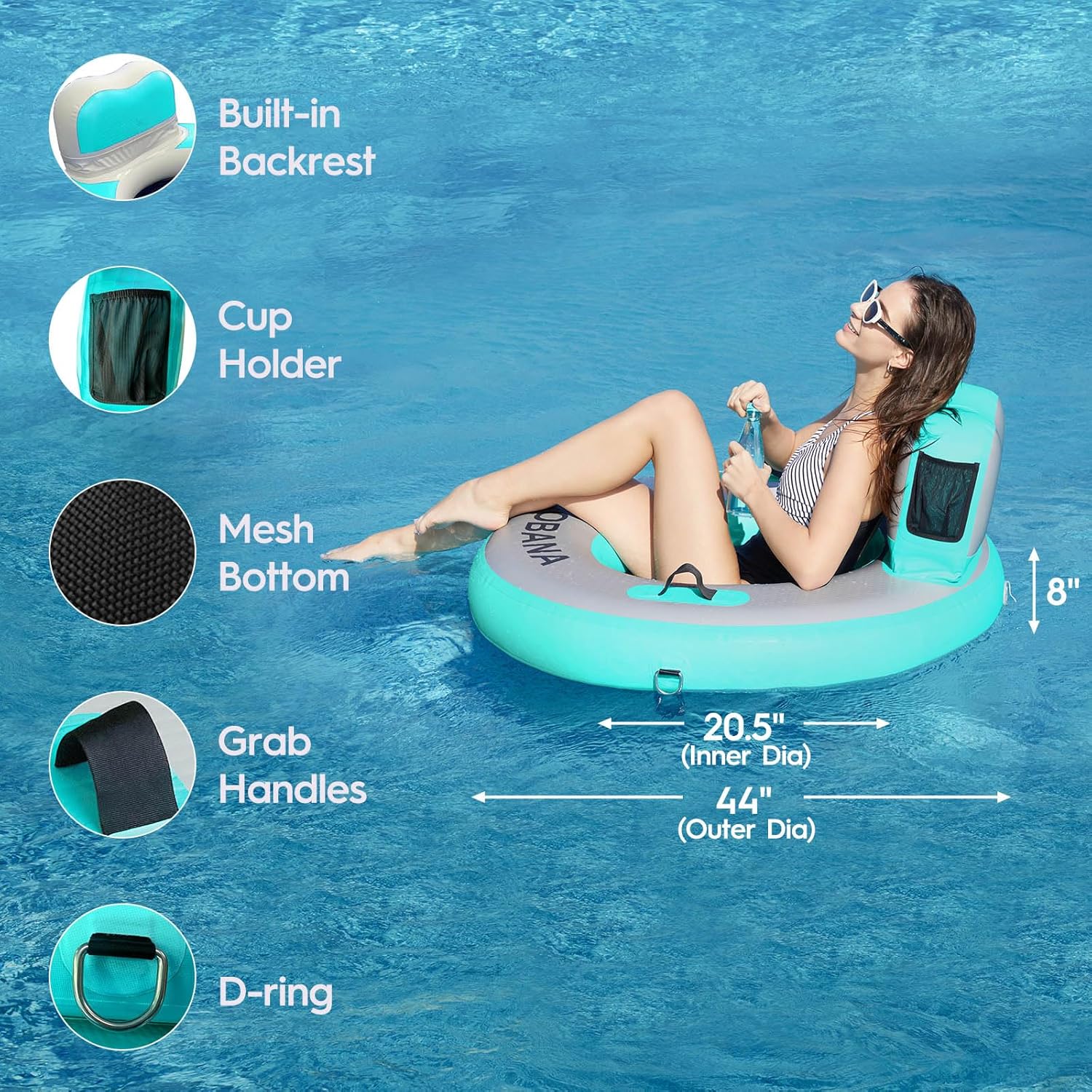Round Floating Ring Hammock - Heavy Duty Inflatable Raft