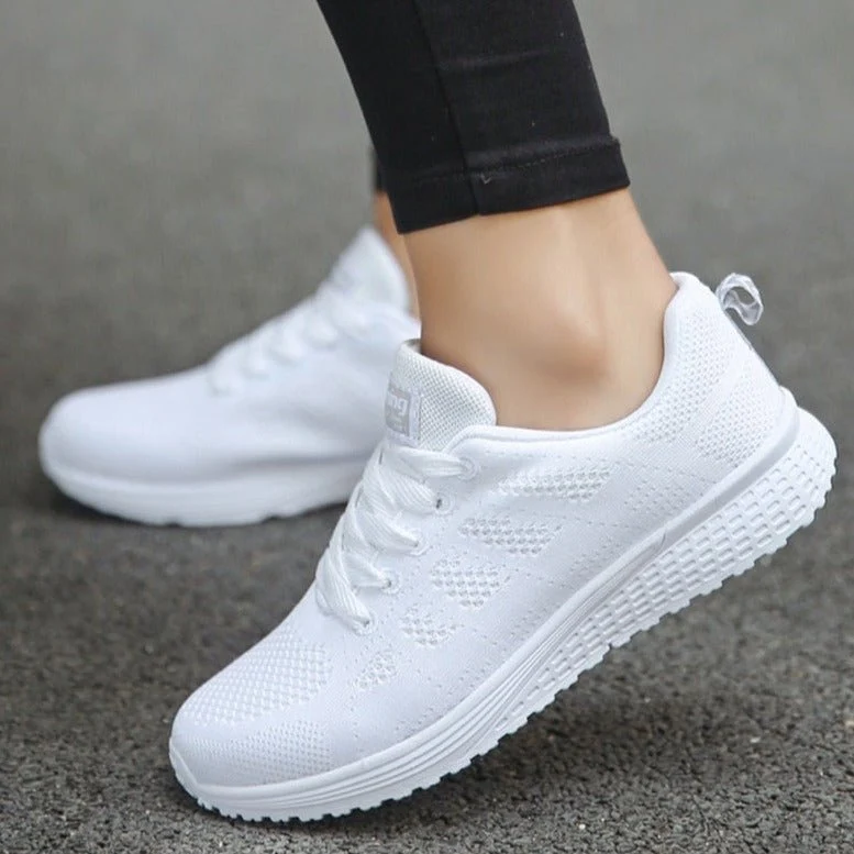 Women��s Breathable Wide-Fit Walking Shoes Lightweight Lace-Up Trainers