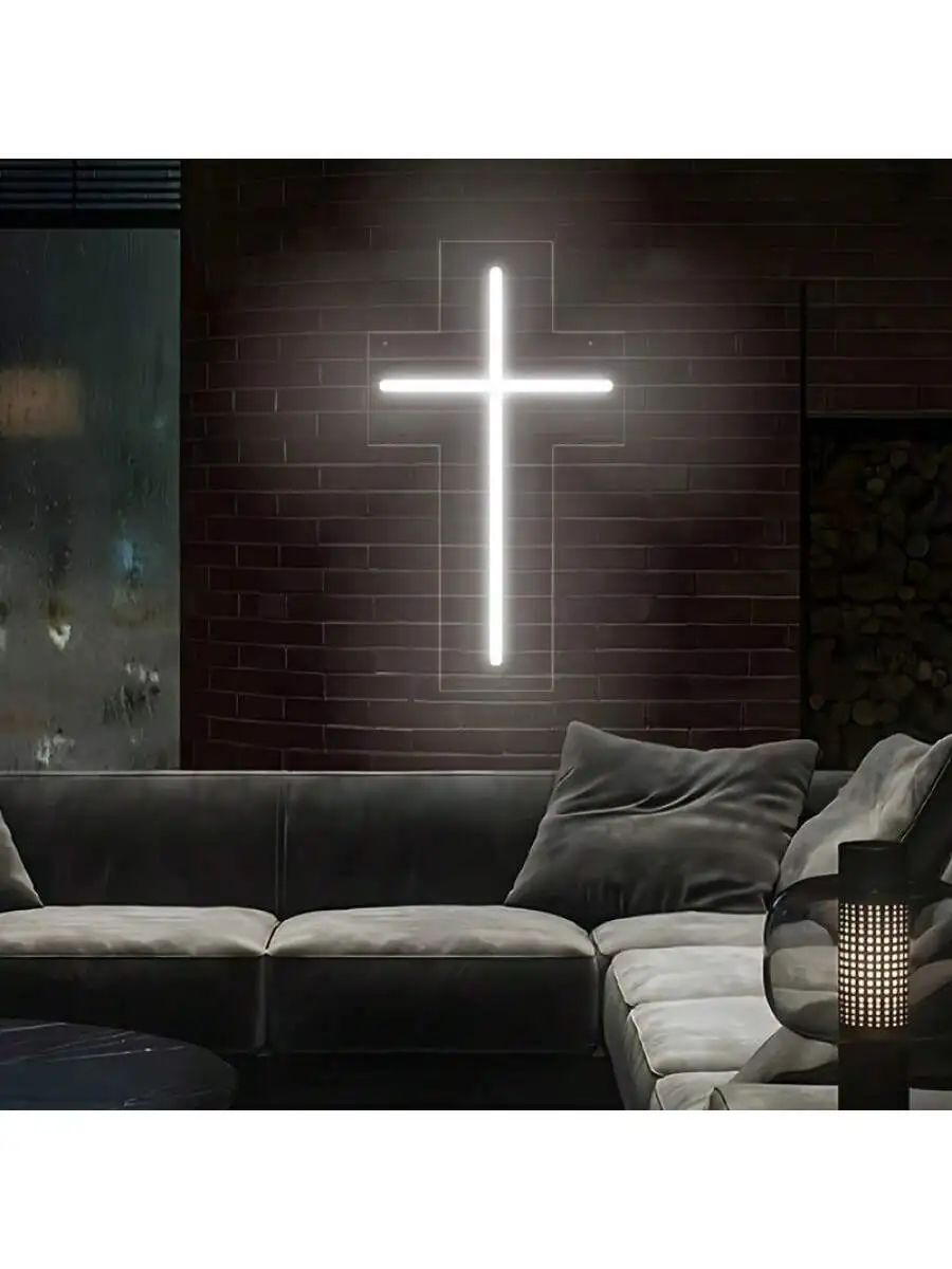 Jesus Cross Neon Sign LED Wall Decor for Home, Wedding, Christmas, Birthday, and Easter Events