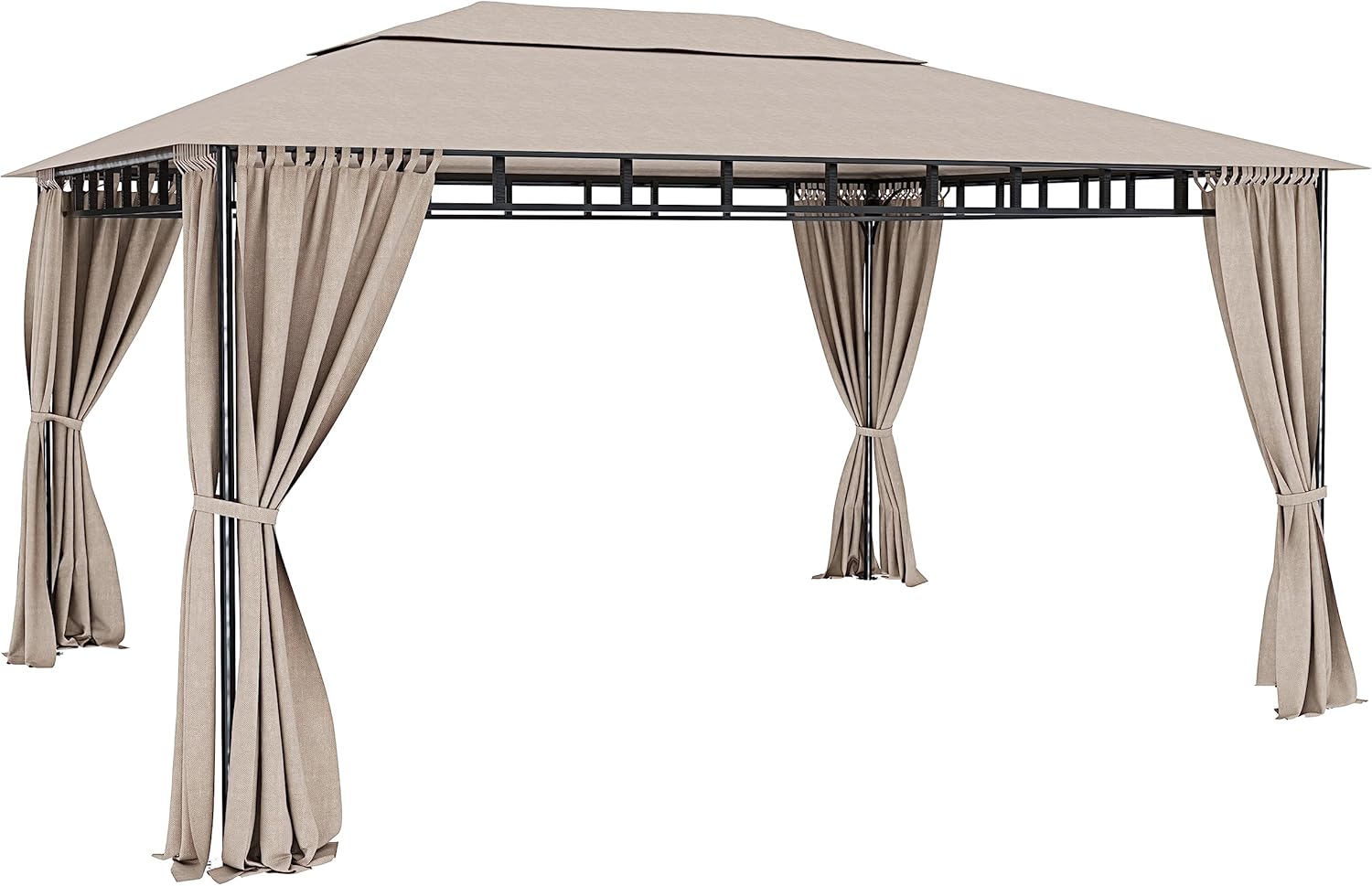3 x 4 m Garden Gazebo with Folding Side Blinds Sturdy Steel Structure Waterproof Cover 180 g/m² with 4 Side Panels Outdoor Garden Pool Fairs Shading Privacy (Ecrù)