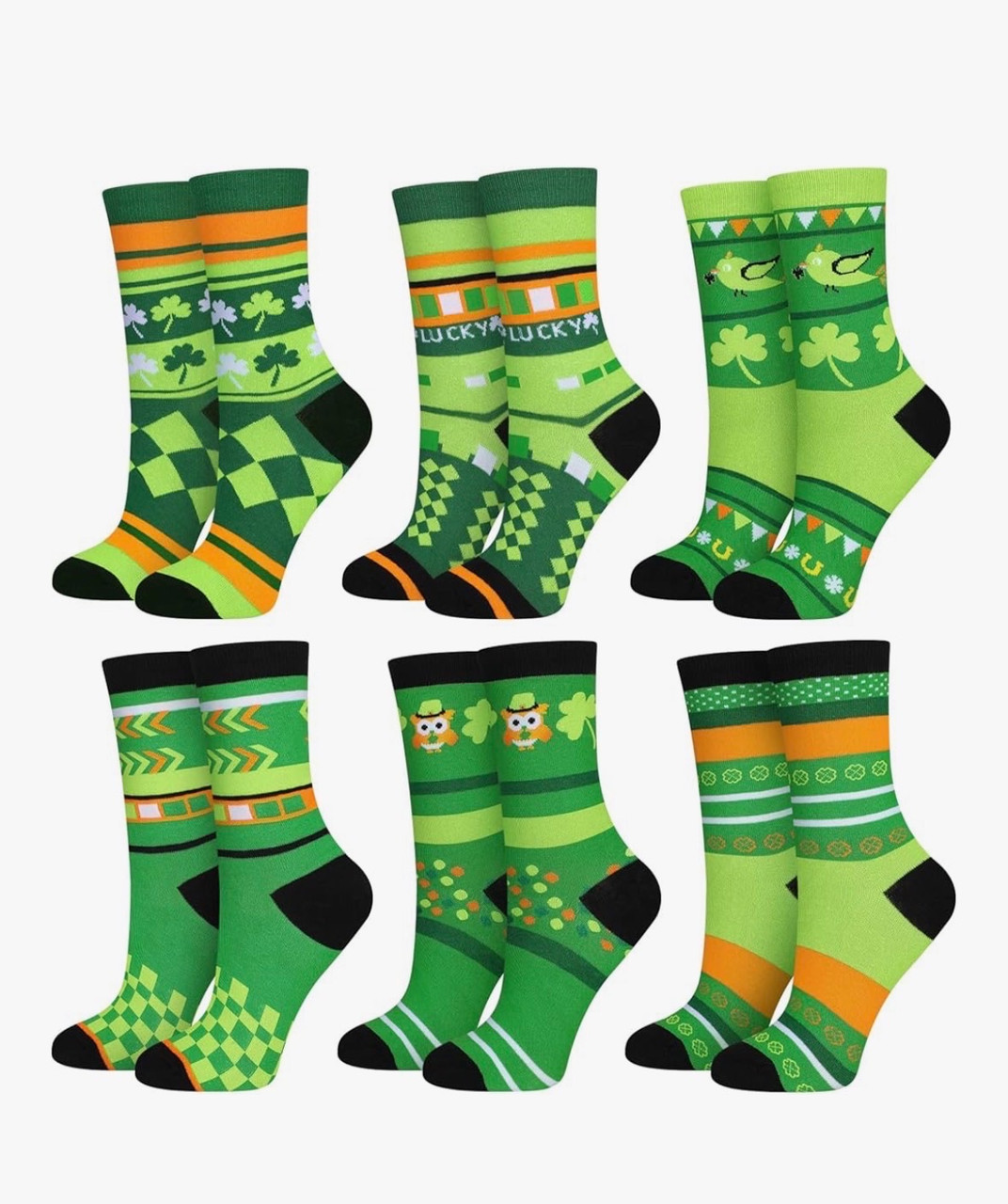6 PACK St Patrick's Shamrock Beer Socks 10