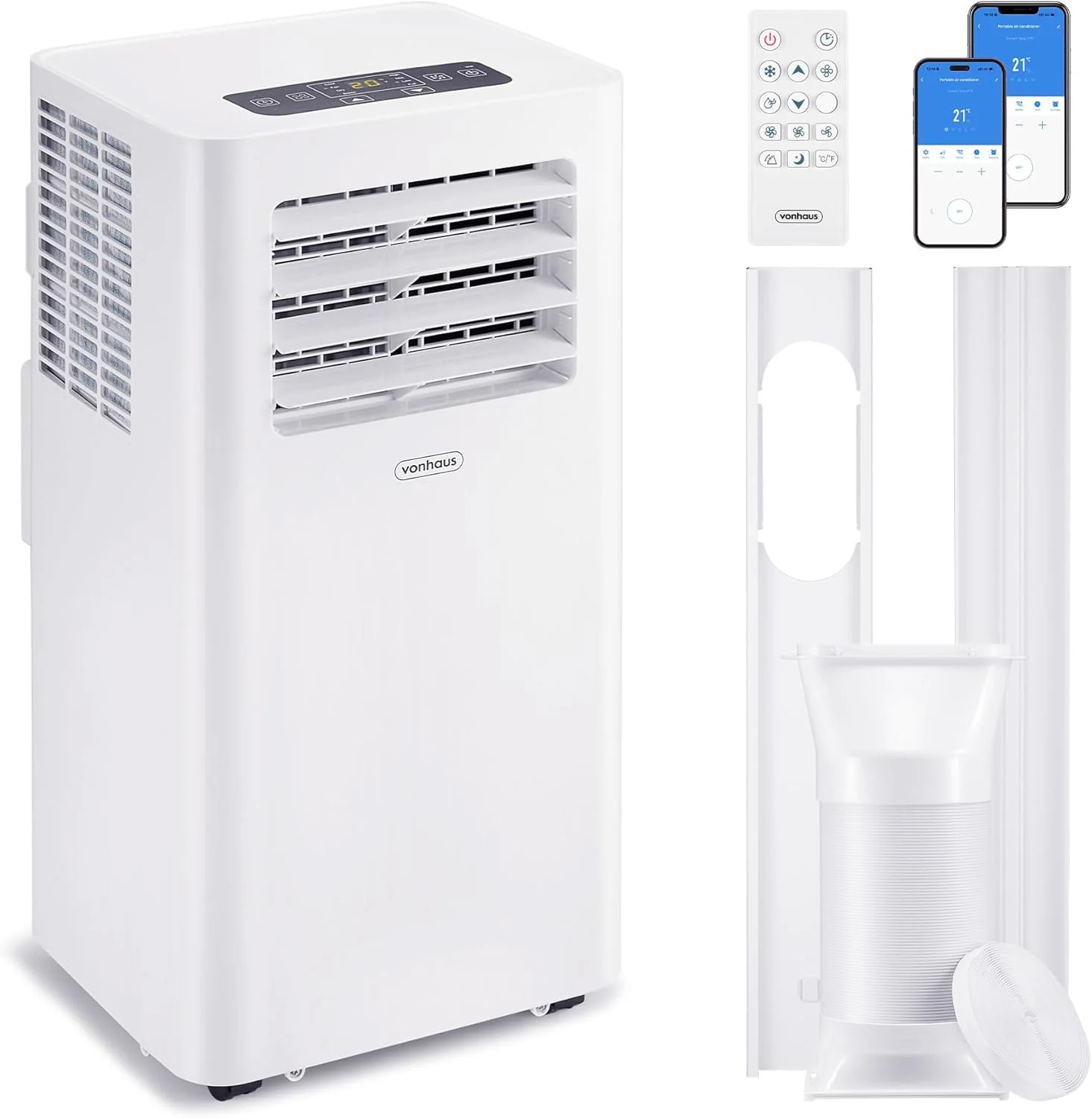 12000 BTU Portable Air Conditioner with WiFi, Dehumidifier, Sleep Mode & Remote Control