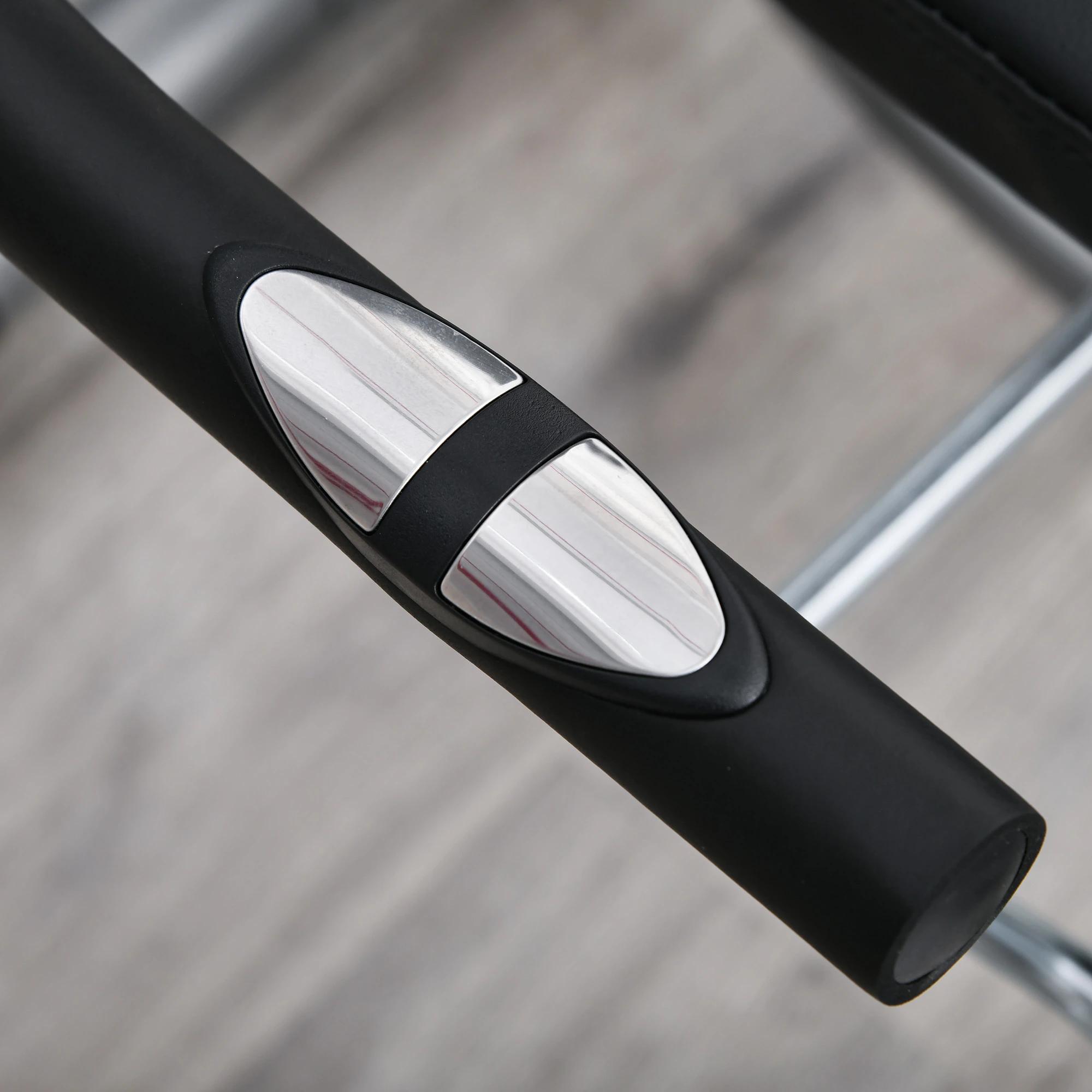 HOMCOM hometrainer fietstrainer vliegwiel hometrainer met 8 niveaus verstelbare magnetische weerstand verstelbare lengte magnetische weerstand wielen metaal ABS grijs + zilver 136 l x 62,5 b x 38 h cm