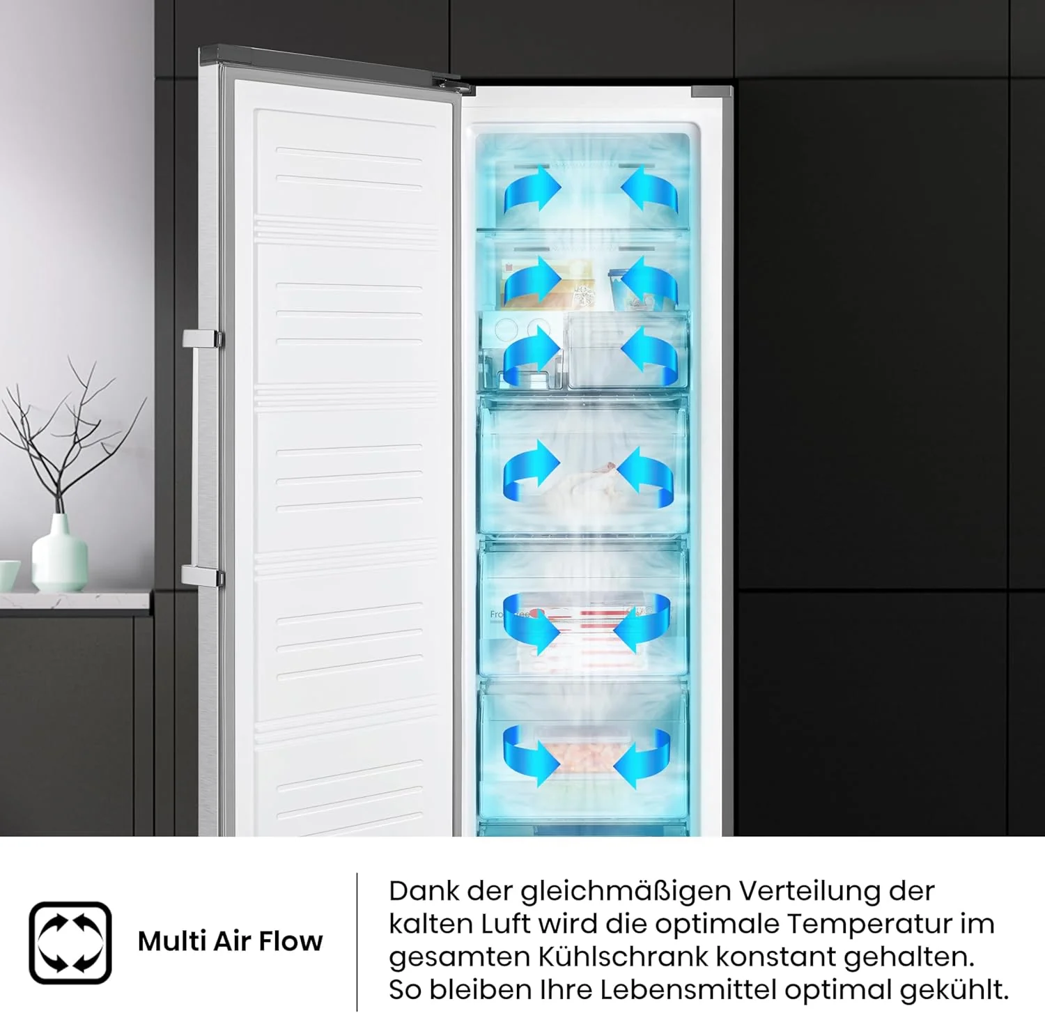Hisense FV191N4AW2 Congelatore verticale/ Total No Frost/ Super Freeze/ Allarme porta/ Multiflow 360°/ BigBox/ 143,4 cm/ Congelatore 147 l/ 41 dB/ 205 kWh/Bianco