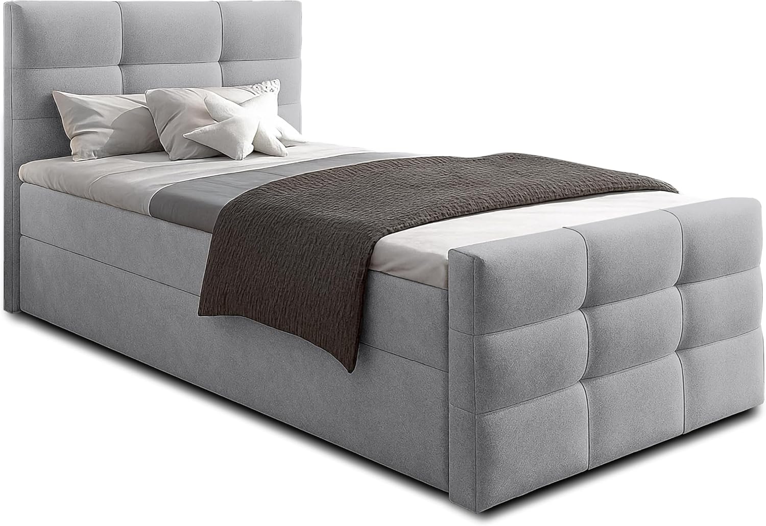 Bett mit Bettkasten 100x200 cm Argentaro graues Boxspringbett