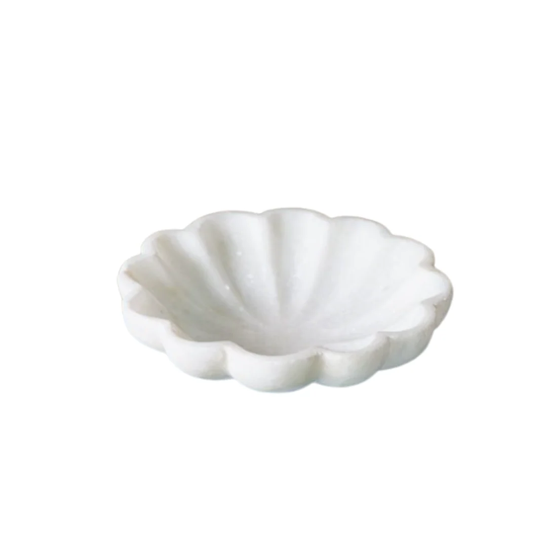 White Marble Scallop Bowl