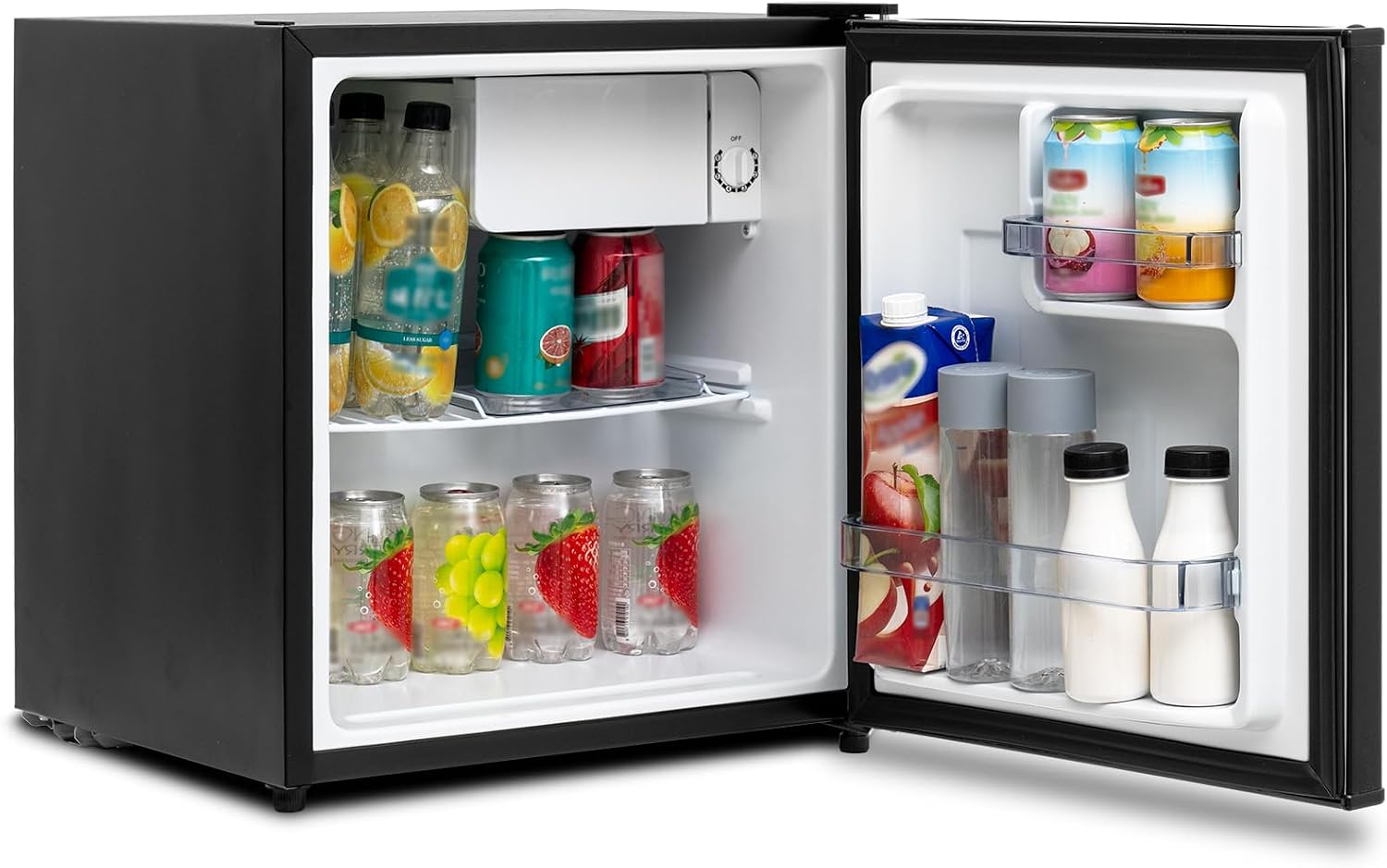 SMETA Mini Kühlschrank 45L, Klein Kühlschrank Leiser, 39dB Getränkekühlschrank 6-Stufen Thermostat 0-10°C, Minibar mit wechselbarem Türanschlag für Zuhause Büro Camping Schlafzimmer, Schwarz