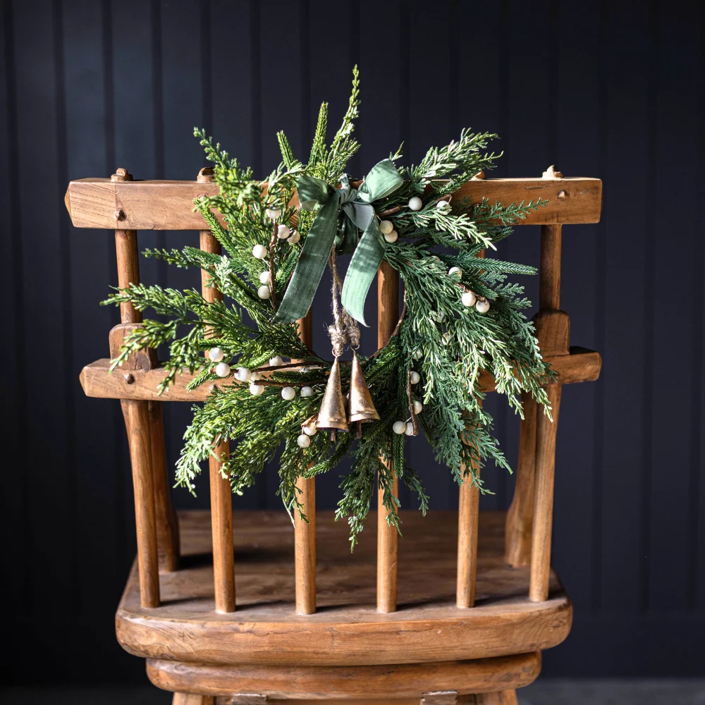 White Plum Berry Norfolk Cypress Real Touch Wreath - 14