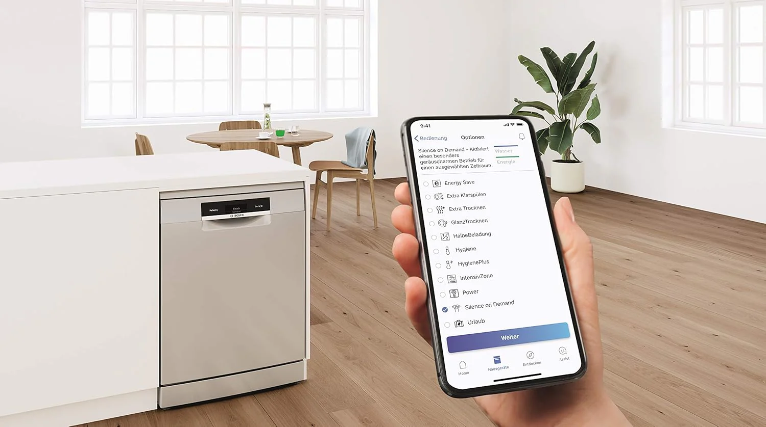Bosch SPS4HMI61E Serie 4 Lavastoviglie a libera installazione / E / 45 cm / Acciaio inox / 76 kWh/100 cicli / 10 coperti / SuperSilence / Extra asciugatura / VarioCassetto / Home Connect