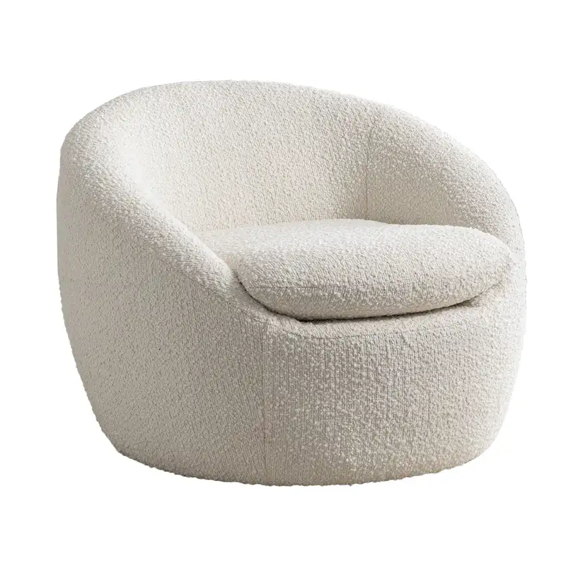 Swivel Barrel Chair - 360° Rotation - Boucle Fabric