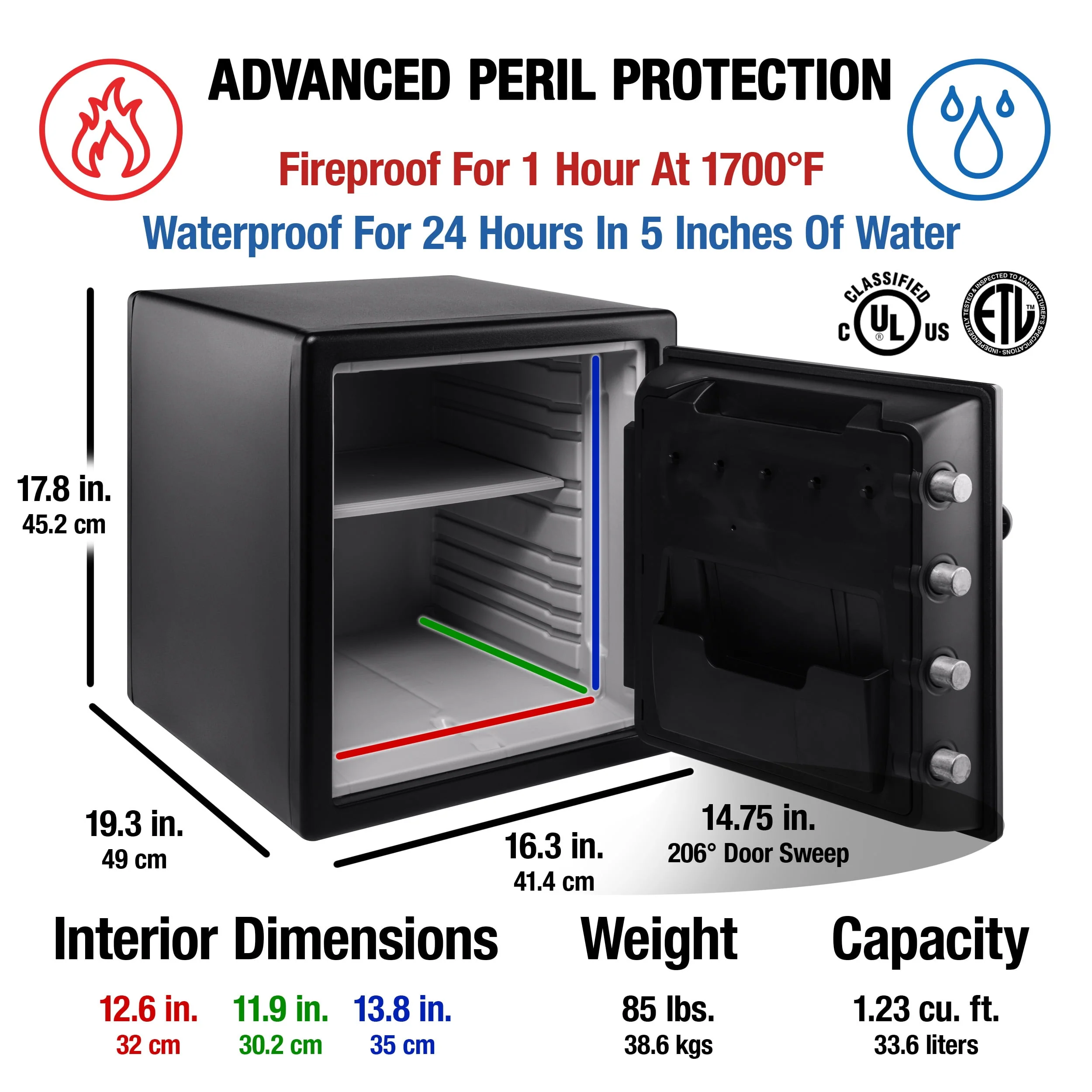 SentrySafe SFW123CS Fire-Resistant Safe and Waterproof Safe with Dial Combination Lock 1.23 Cu. ft.