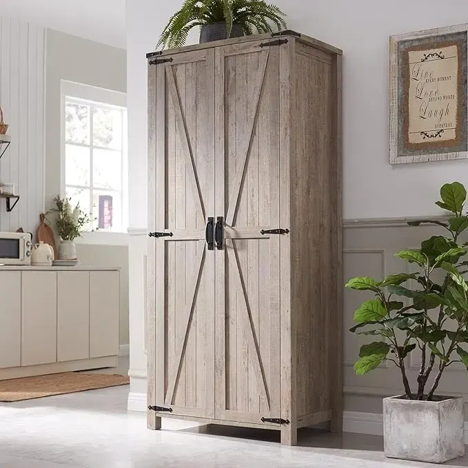 Farmhouse Storage Cabinet, Armoire, Rustic Pantry, Versatile Storage