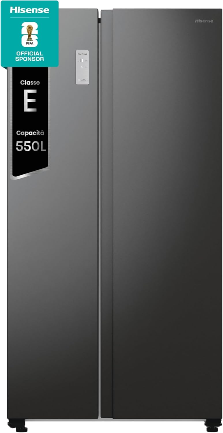 Hisense RS711N4AFE Frigorifero Side by Side, Grande capactià 550 litri, Nero, Total No Frost, Convert active zone, Classe E, Motore Inverter, Controllo Elettronico Touch, Cassetto Fresh Crisper