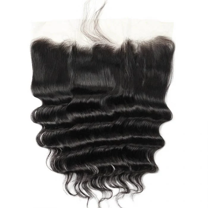 13x4 Transparent Lace Frontal Peruvian Hair Loose Deep Wave Human Virgin Hair 10-20 Inch