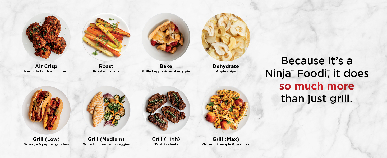 Air Crisp Nashville hot fried chicken Bake Grilled apple &amp; raspberry pie Roast Roasted Grill