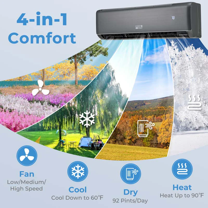 22,000 BTU Wifi Enabled Mini Split Air Conditioner and Heater, 21 SEER2 208-230V Inverter Split AC Unit with Heat Pump