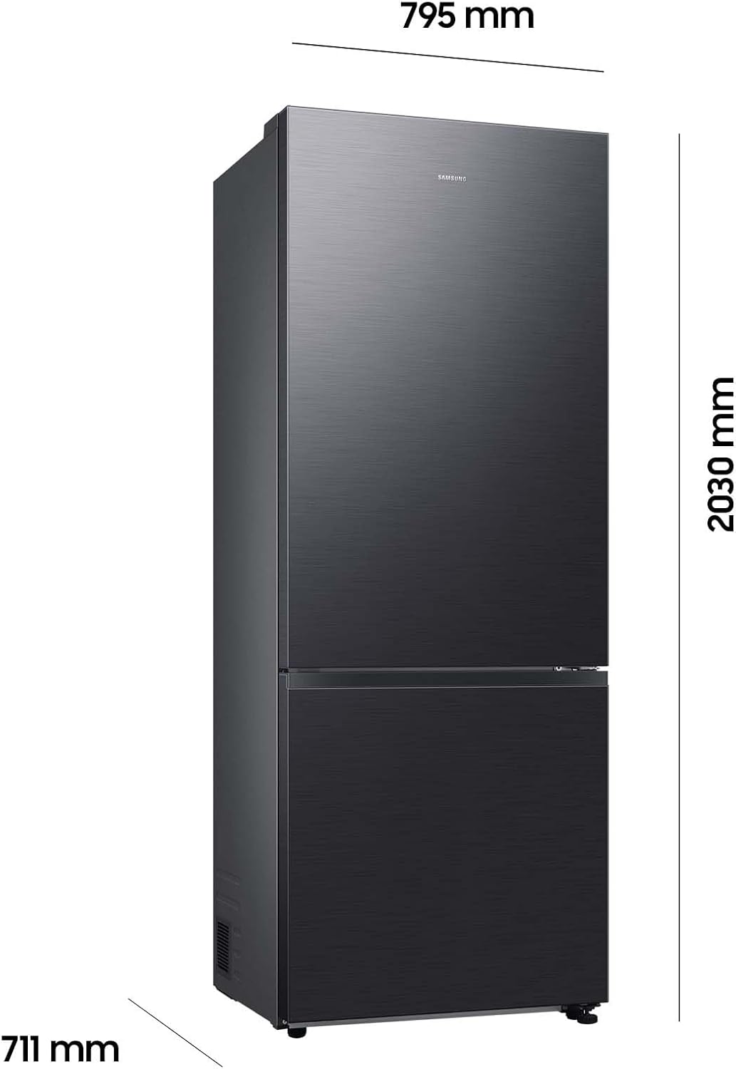Samsung RB53DG706AB1EF Kühl-Gefrierkombination, 203 cm, 538 l, Extra breit (75 cm), Kühlschrank mit Gefrierfach, Wifi & AI Energy Mode, Twin Cooling+, Twist Ice Maker, Premium Black Steel
